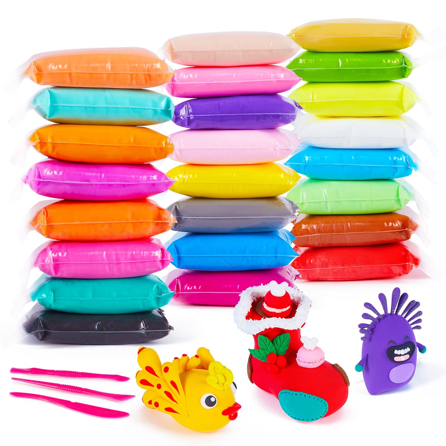 EDIFON Magic Modeling Clay – 24 Colors with Sculpting Tools, Non-Toxic Air-Dry