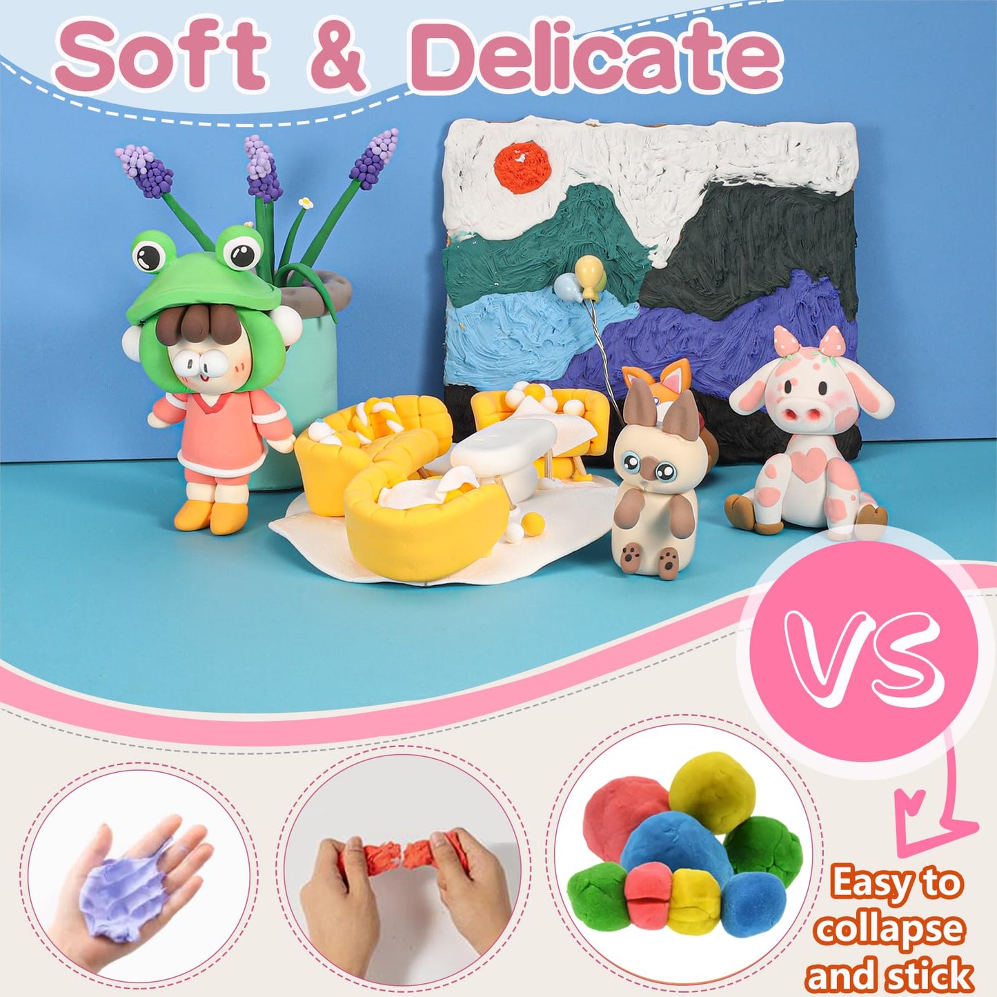 EDIFON Air Dry Clay Kit: 36 Colors & Tools, Ultra-Light, Safe for Kids