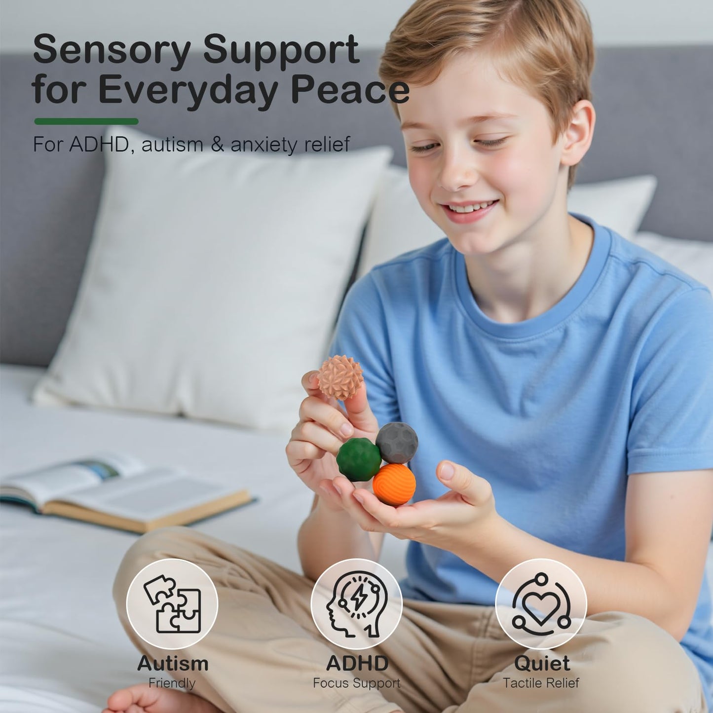 Ednzion Fidget Toys for Adults – 4 Magnetic Silicone Stress Balls for Focus, Anxiety Relief & ADHD Support | Textured Desk Gadgets