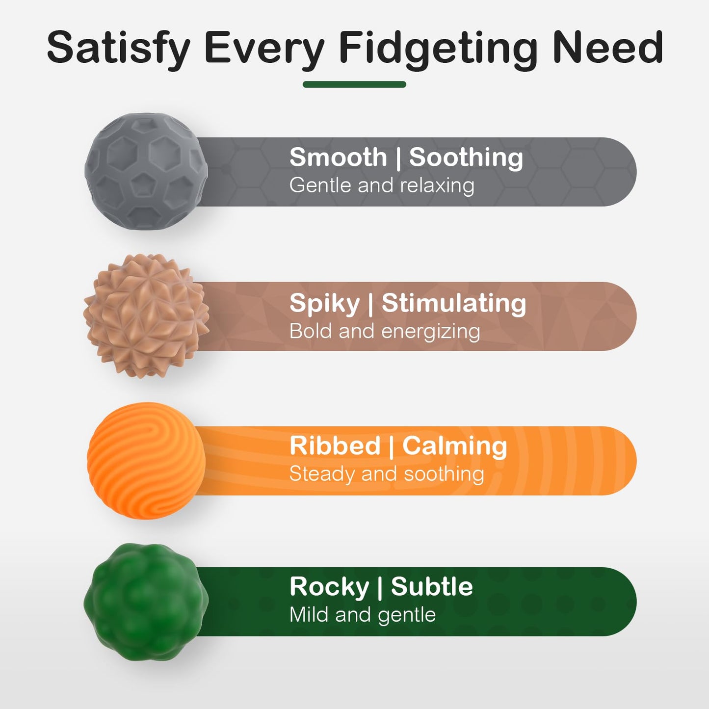 Ednzion Fidget Toys for Adults – 4 Magnetic Silicone Stress Balls for Focus, Anxiety Relief & ADHD Support | Textured Desk Gadgets