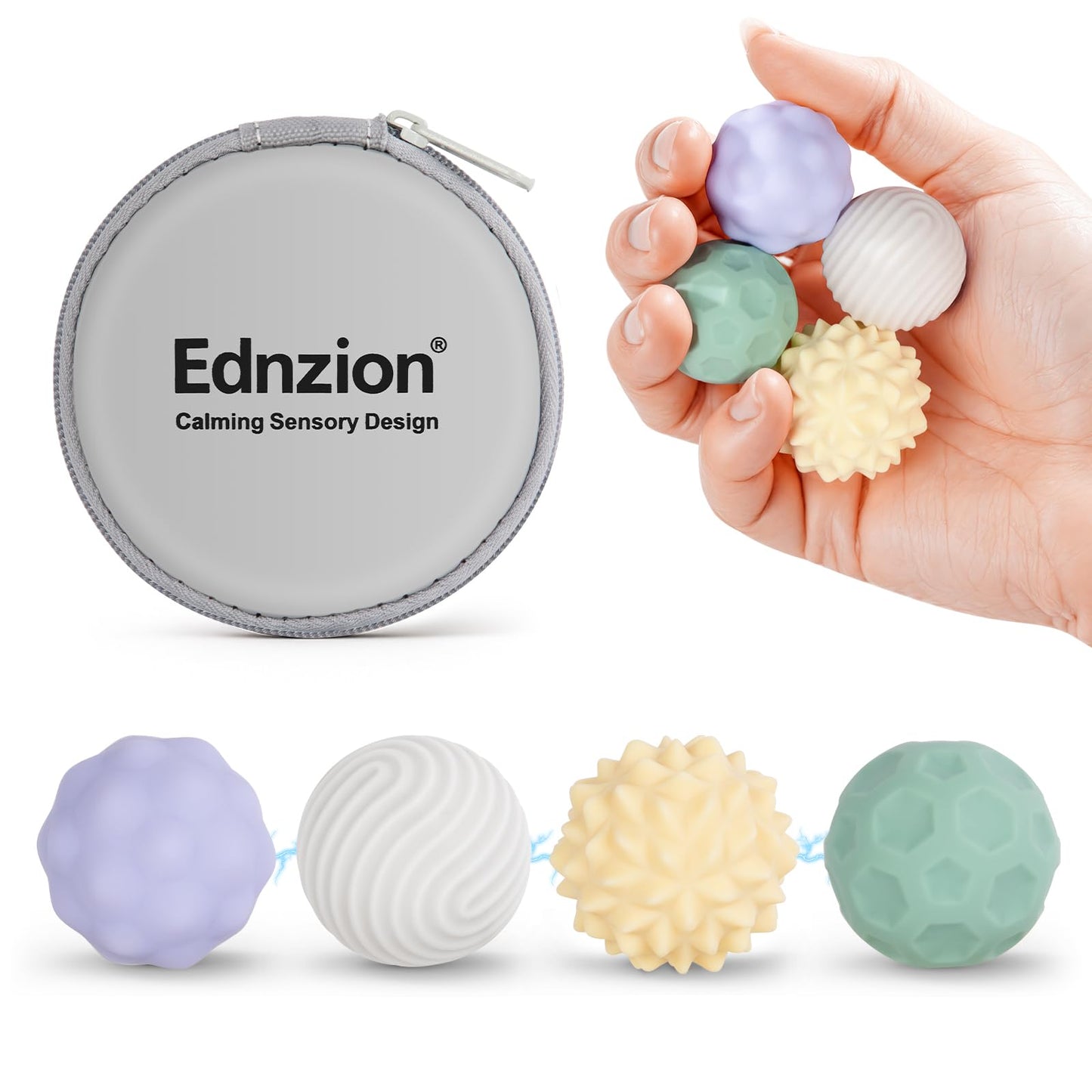 Ednzion Fidget Toys for Adults – 4 Magnetic Silicone Stress Balls for Anxiety and Focus