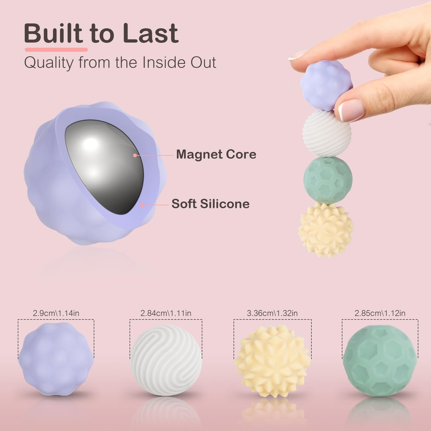 Ednzion Fidget Toys for Adults – 4 Magnetic Silicone Stress Balls for Anxiety and Focus