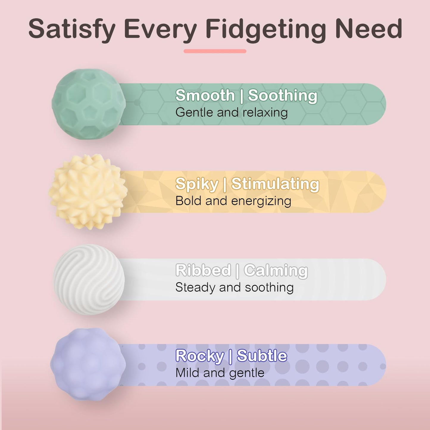 Ednzion Fidget Toys for Adults – 4 Magnetic Silicone Stress Balls for Anxiety and Focus