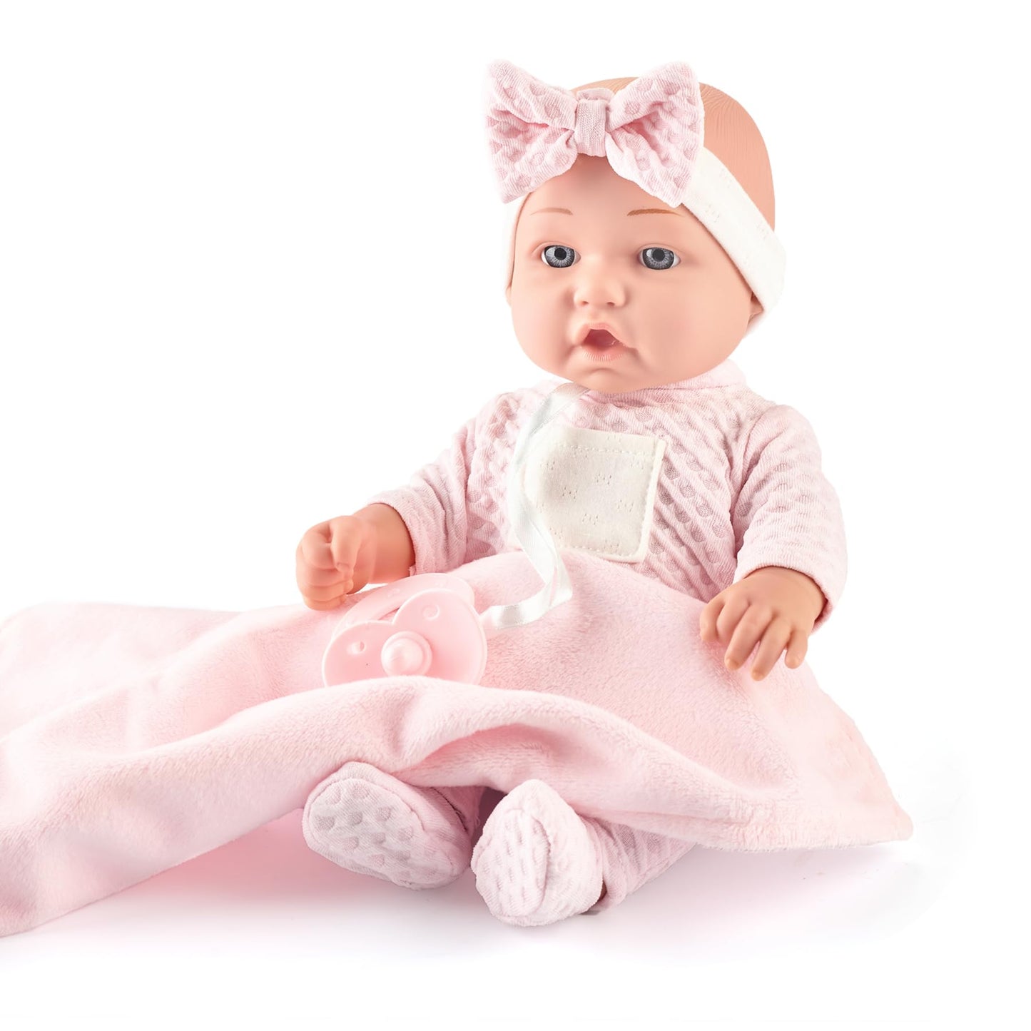 eDollable 12-Inch Realistic Baby Doll Playset with Pacifier, Bottle & Blanket – Gift Box