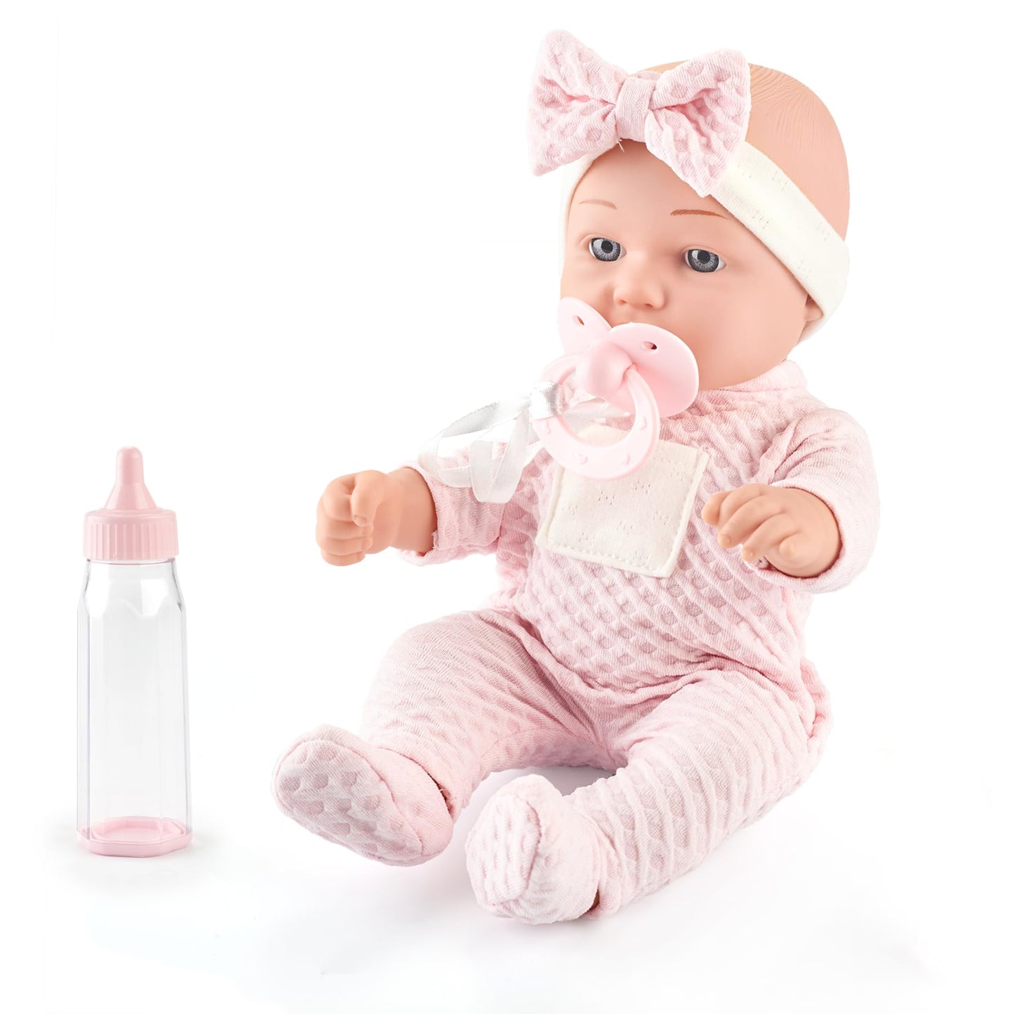 eDollable 12-Inch Realistic Baby Doll Playset with Pacifier, Bottle & Blanket – Gift Box