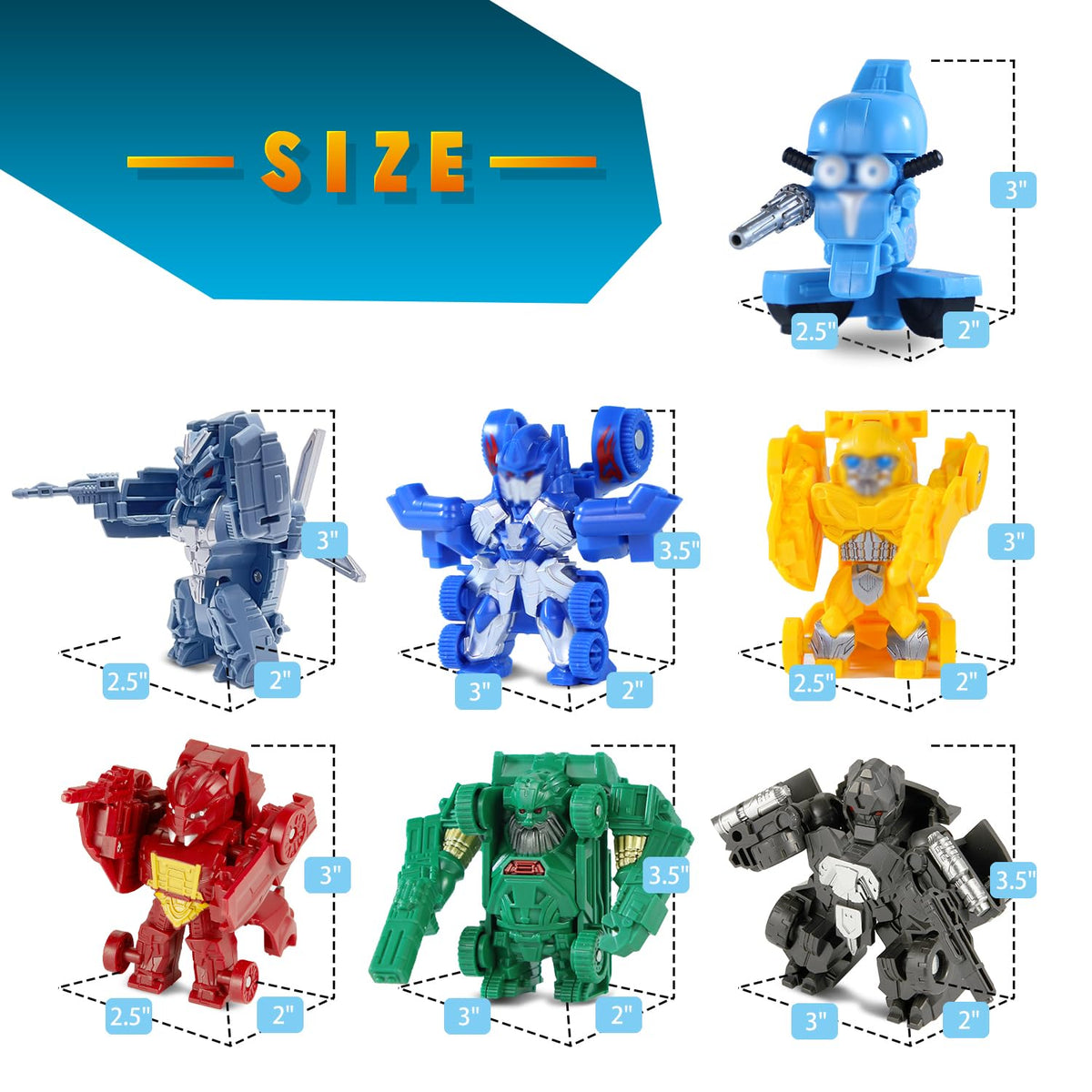 EDPOFUL Mini Car Robot Toys – 2-in-1 STEM Action Figures (3.5 Inch) for Boys 5–12