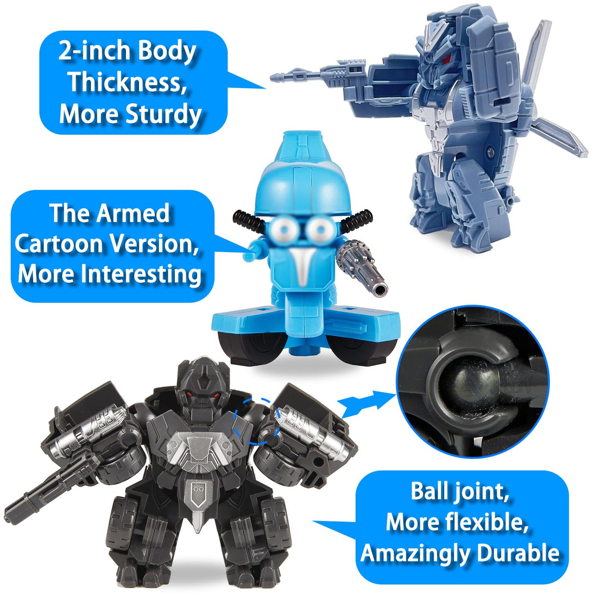 EDPOFUL Mini Car Robot Toys – 2-in-1 STEM Action Figures (3.5 Inch) for Boys 5–12