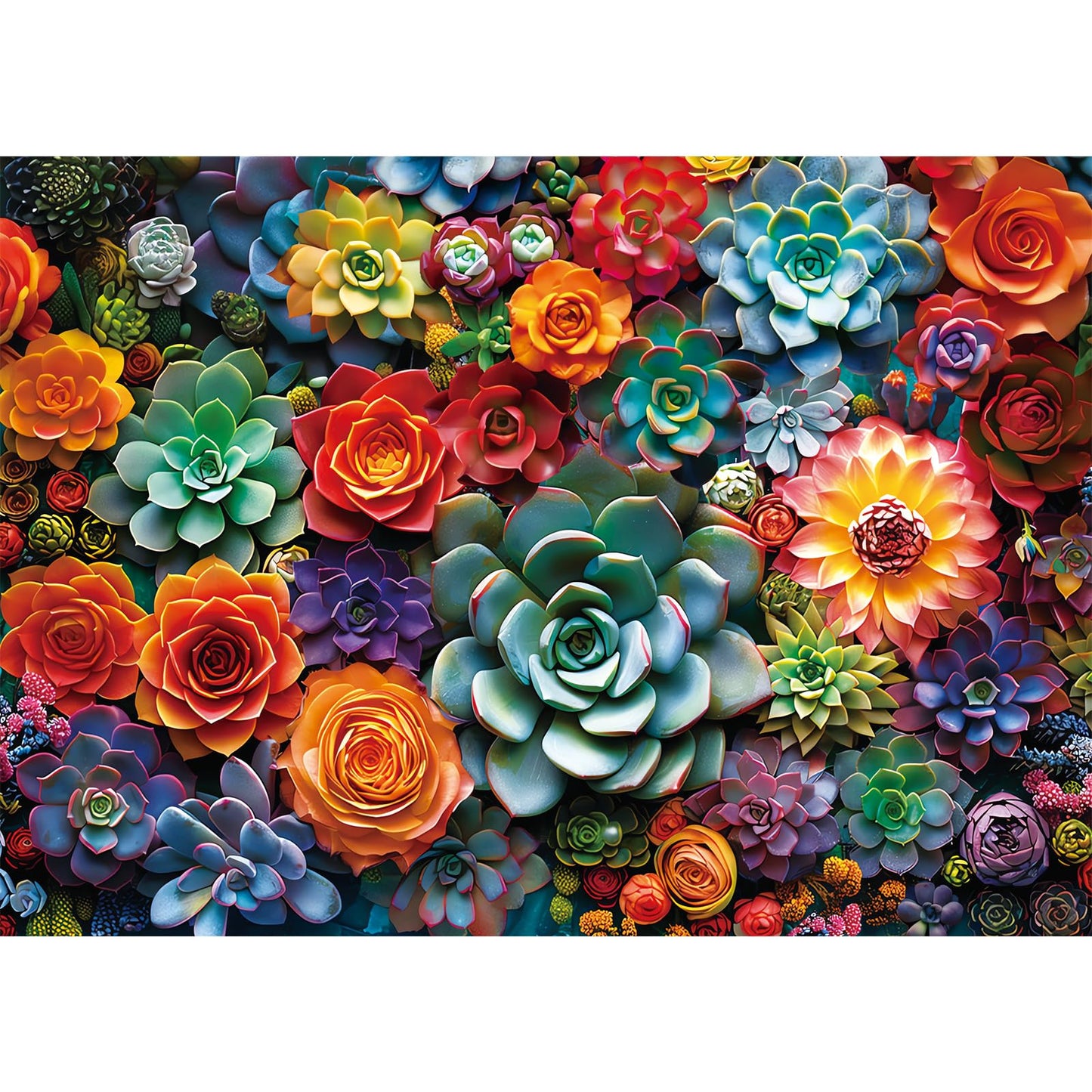 Edsjegn 1000 Piece Puzzle for Adults – Colorful Flowers & Succulents (70x50 cm / 28x20 in)