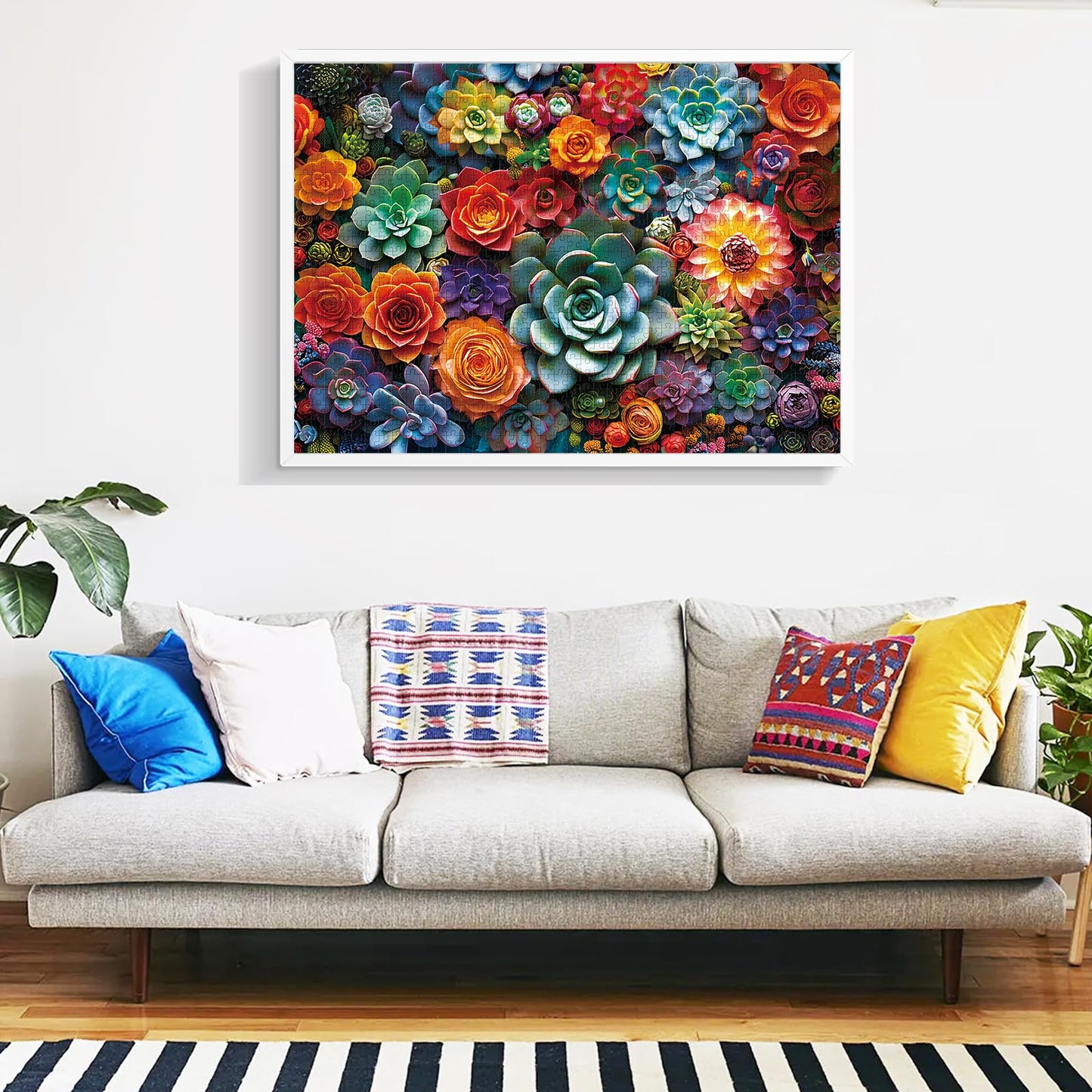 Edsjegn 1000 Piece Puzzle for Adults – Colorful Flowers & Succulents (70x50 cm / 28x20 in)