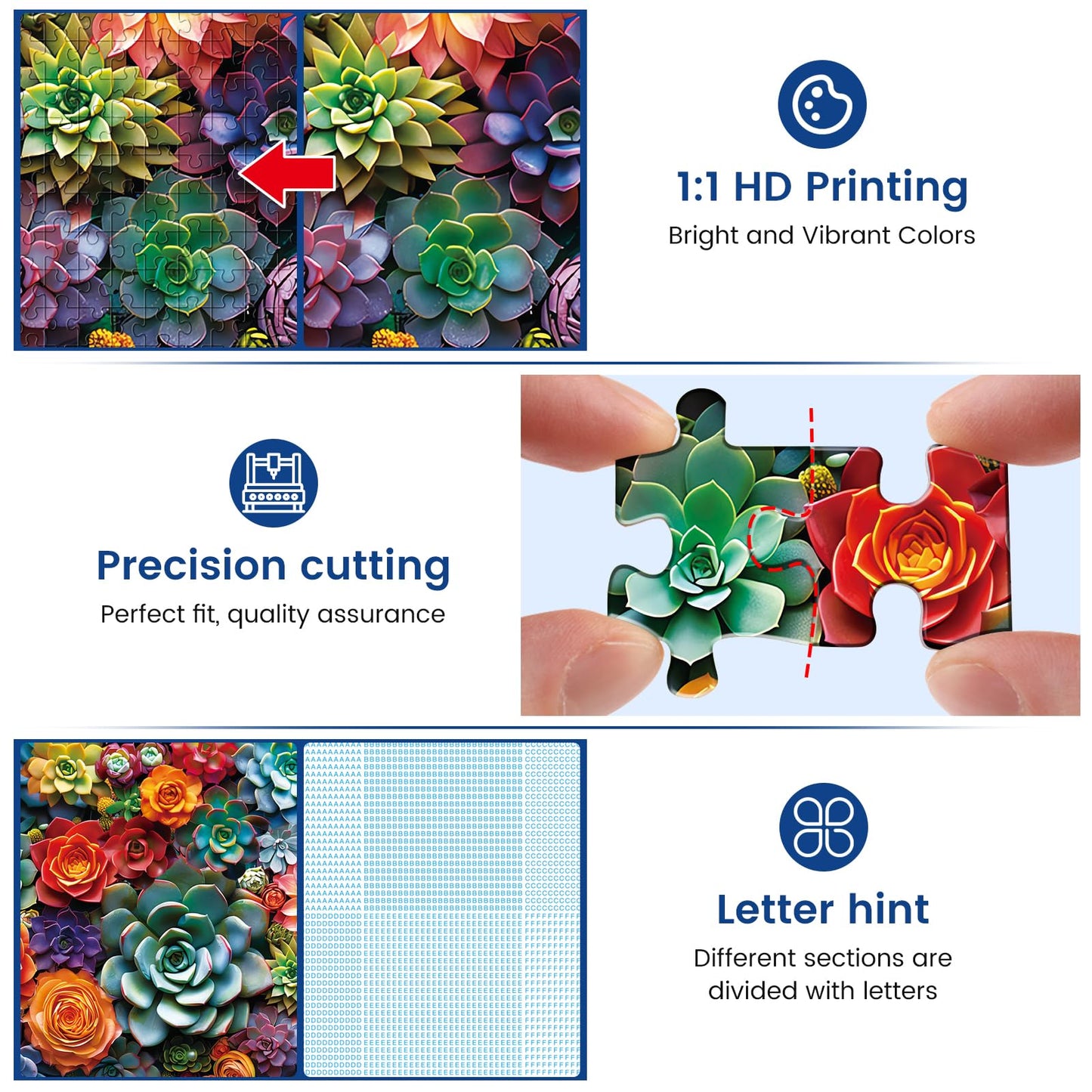 Edsjegn 1000 Piece Puzzle for Adults – Colorful Flowers & Succulents (70x50 cm / 28x20 in)