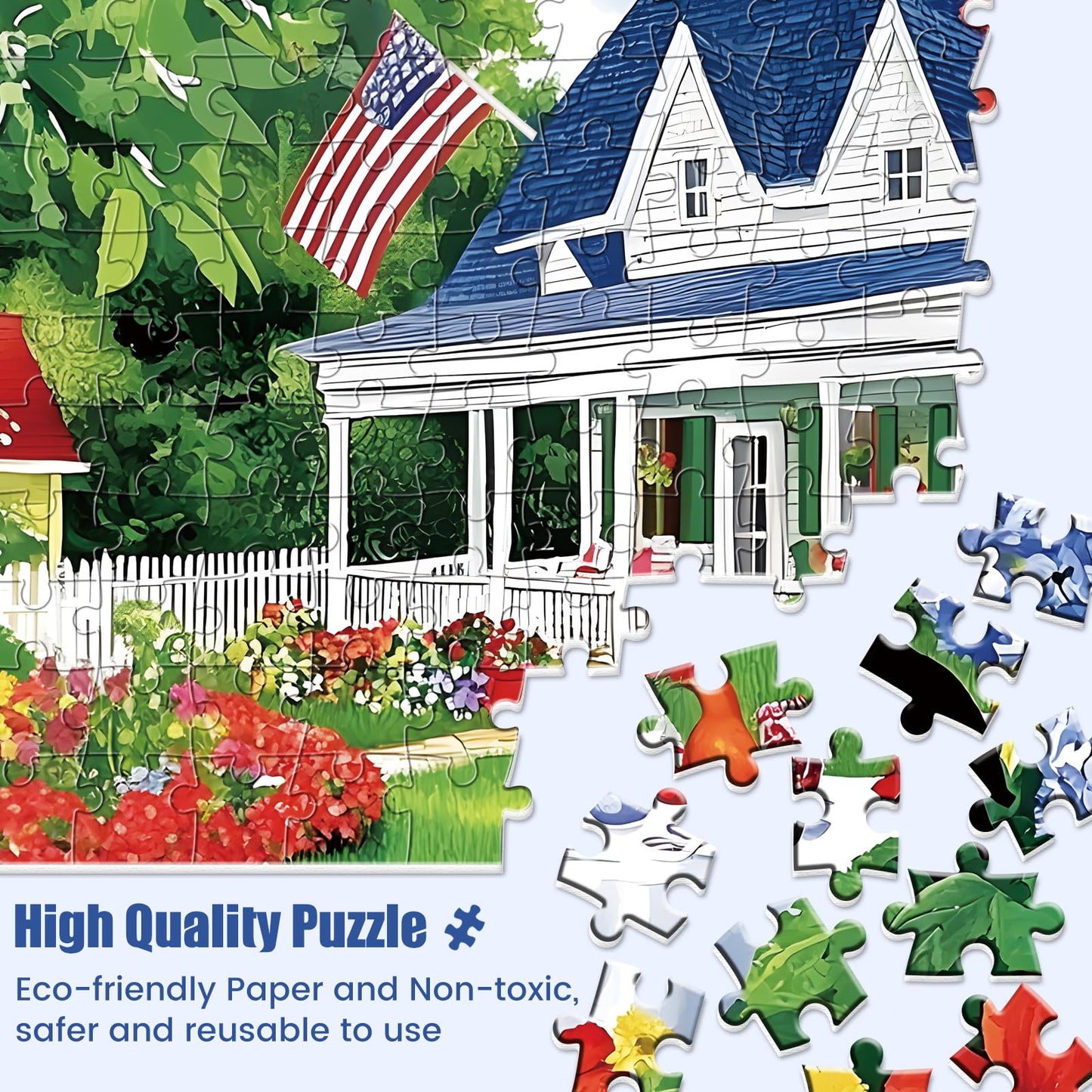 Edsjegn 1000 Piece Garden Puzzle for Adults – Birds & Flowers Landscape, 70x50 cm