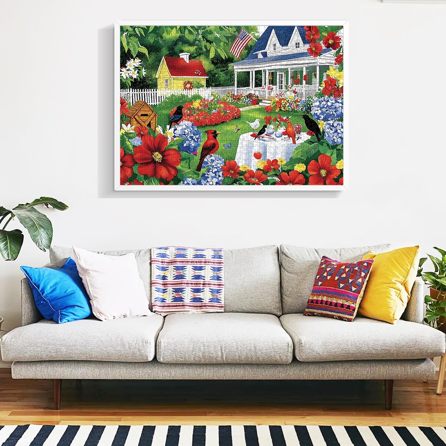 Edsjegn 1000 Piece Garden Puzzle for Adults – Birds & Flowers Landscape, 70x50 cm