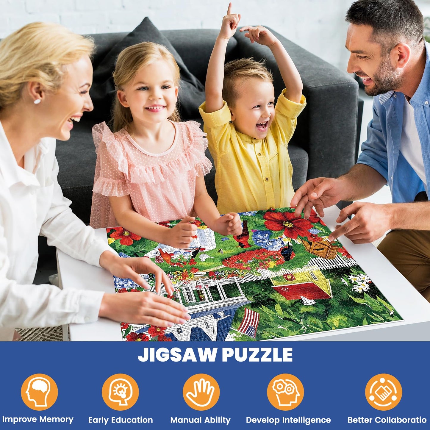 Edsjegn 1000 Piece Garden Puzzle for Adults – Birds & Flowers Landscape, 70x50 cm