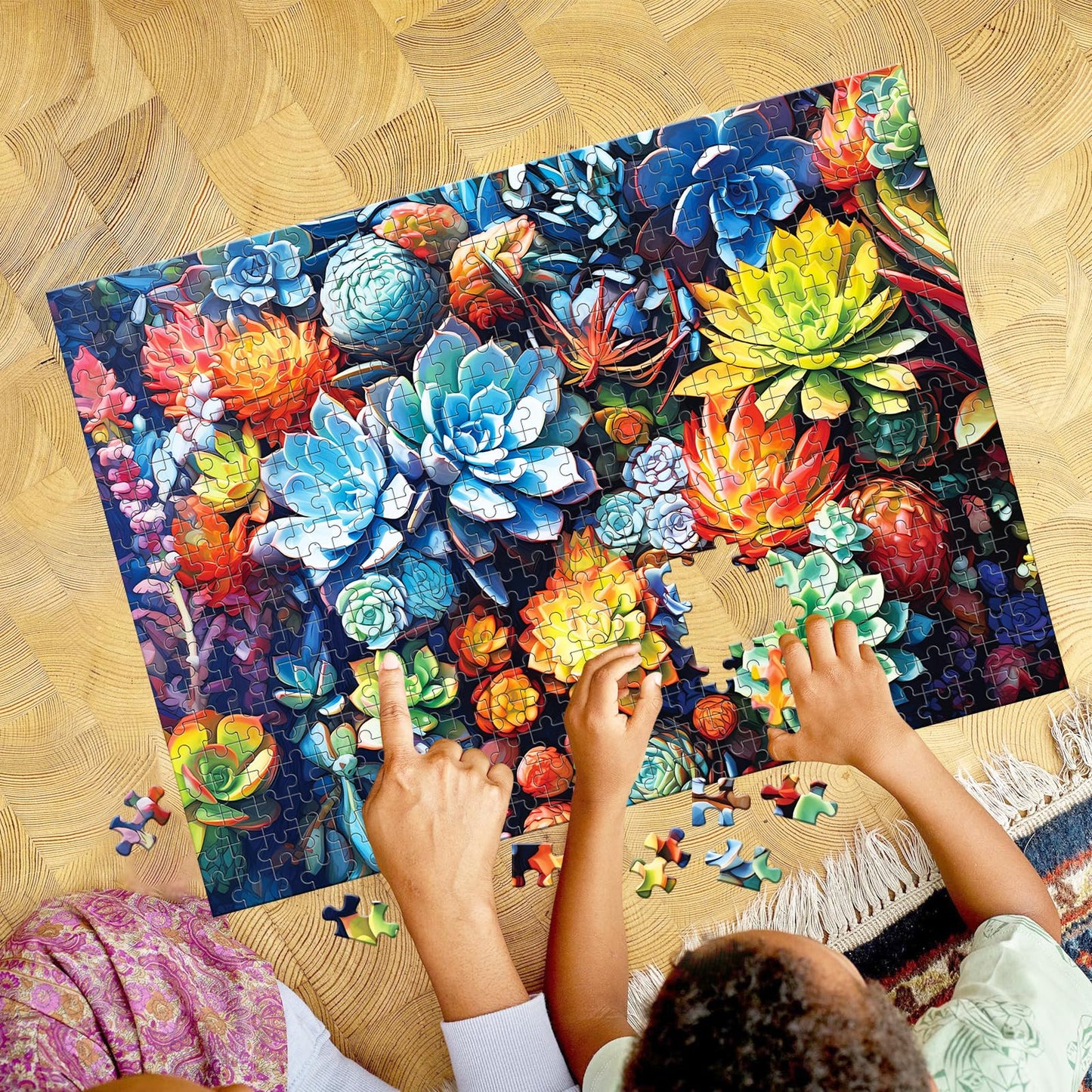 Edsjegn 500-Piece Succulent Puzzle – Recycled Cardboard Jigsaw, 20.5 x 15 in