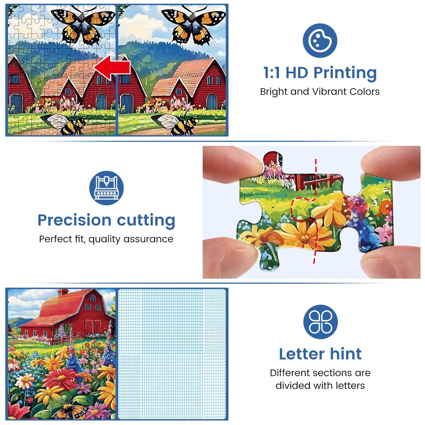 Edsjegn 1000-Piece Puzzle for Adults: Honey Bee Farm & Butterfly Garden
