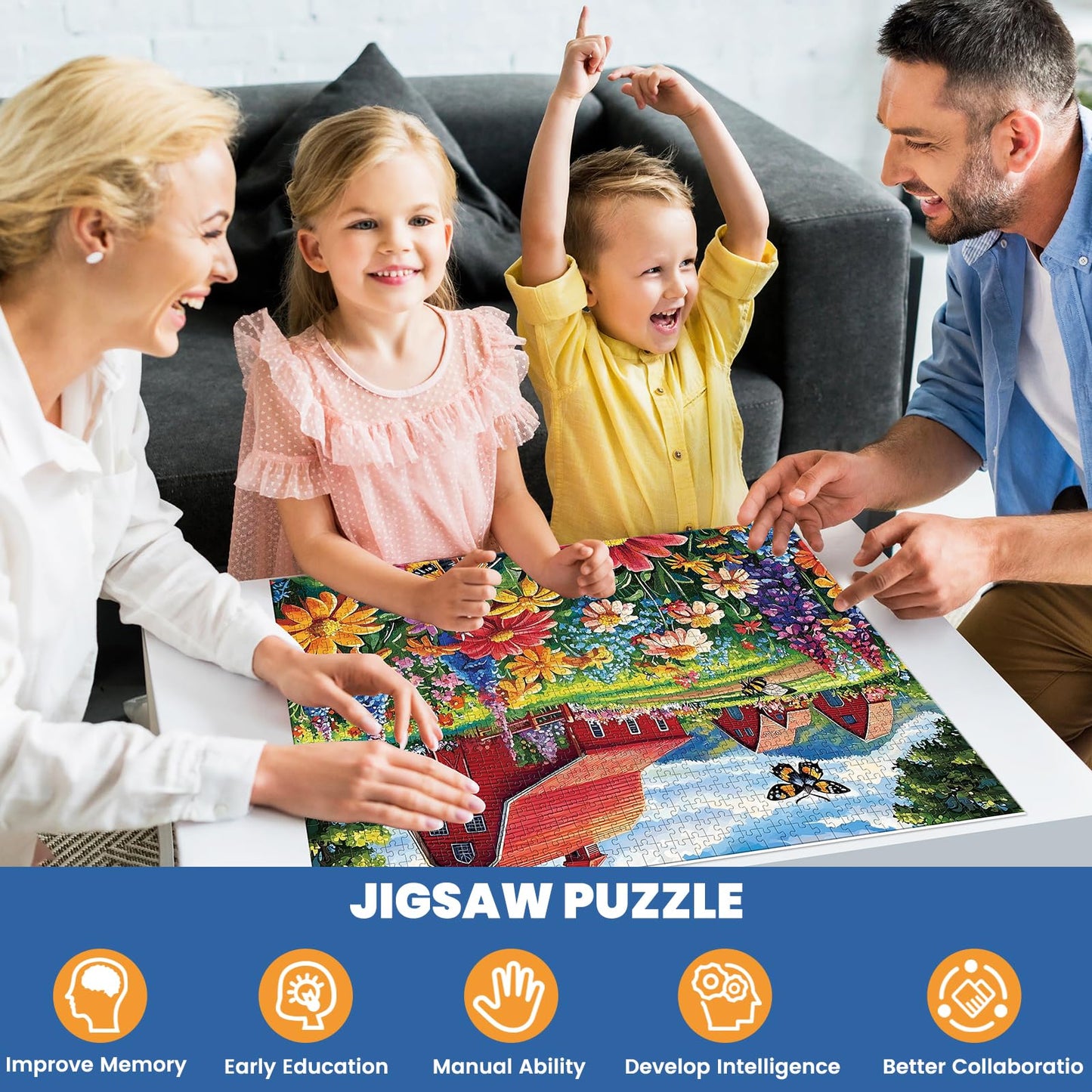 Edsjegn 1000-Piece Puzzle for Adults: Honey Bee Farm & Butterfly Garden