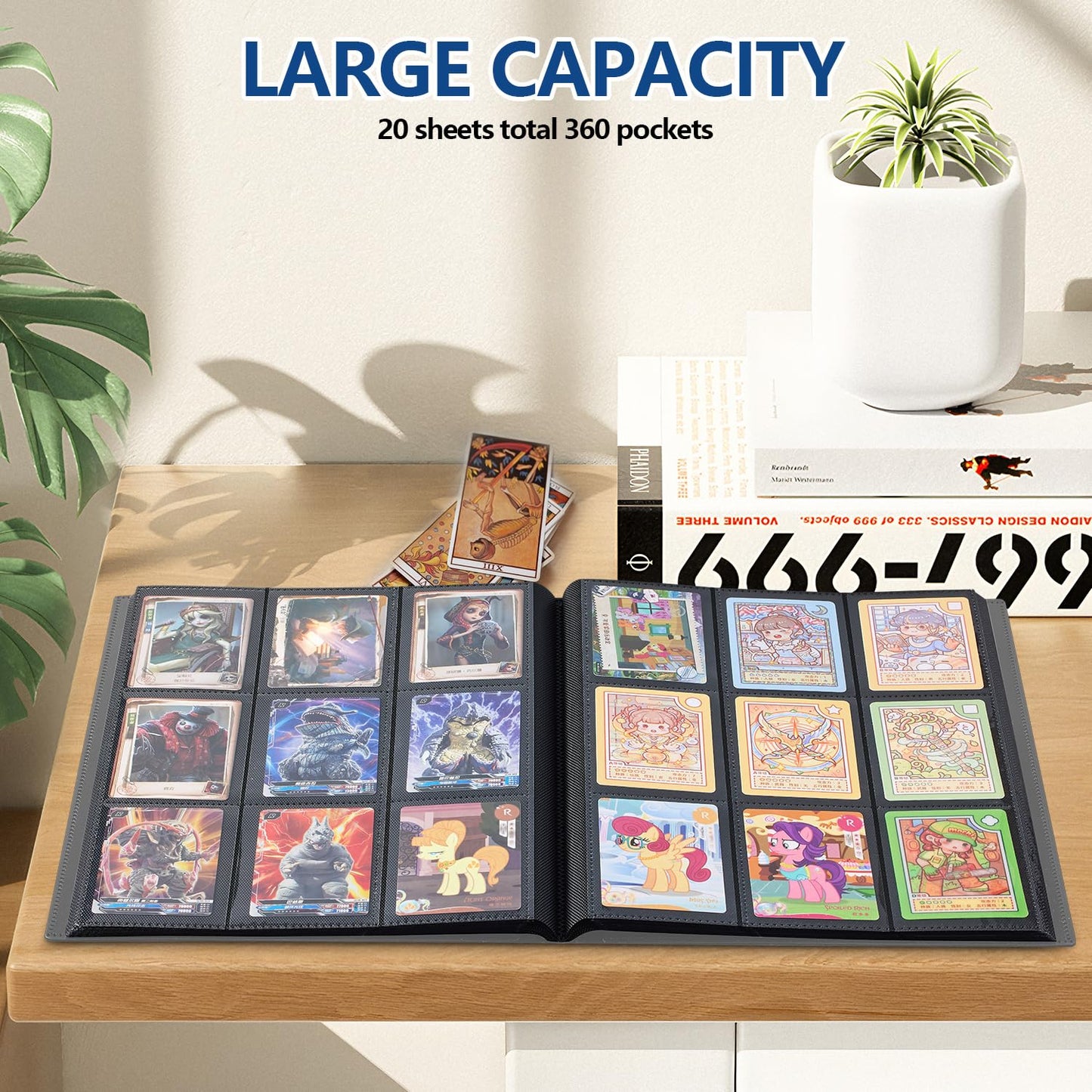 EDUDIIU 9-Pocket Trading Card Binder – Premium Side-Loading Album, 360 Card Capacity, Grey
