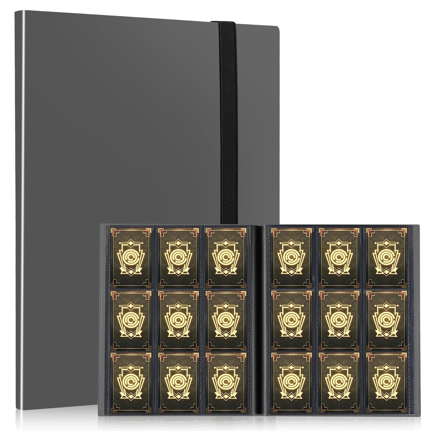 EDUDIIU 9-Pocket Trading Card Binder – Premium Side-Loading Album, 360 Card Capacity, Grey