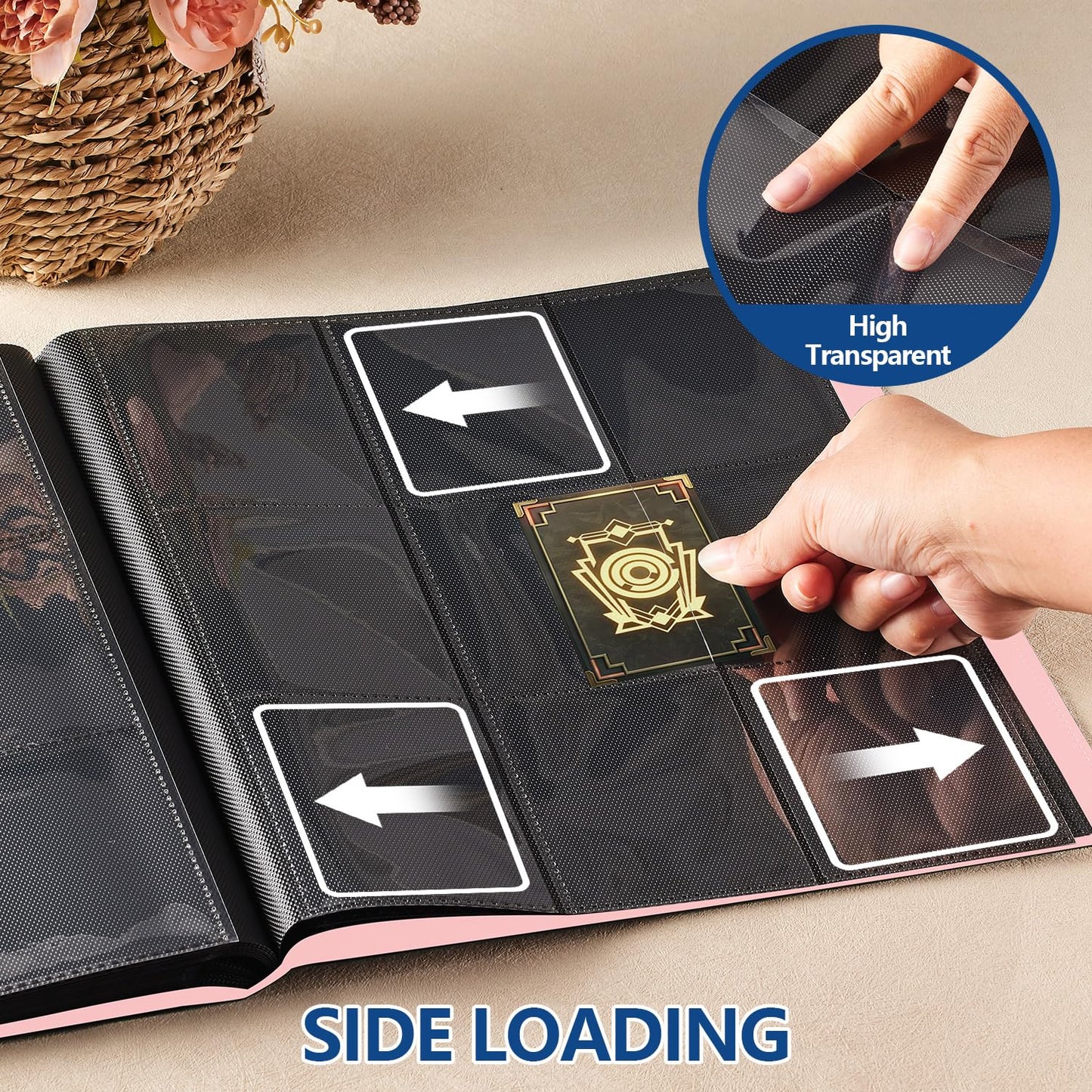 EDUDIIU 9-Pocket Card Binder Pink – Premium Side-Loading Card Holder