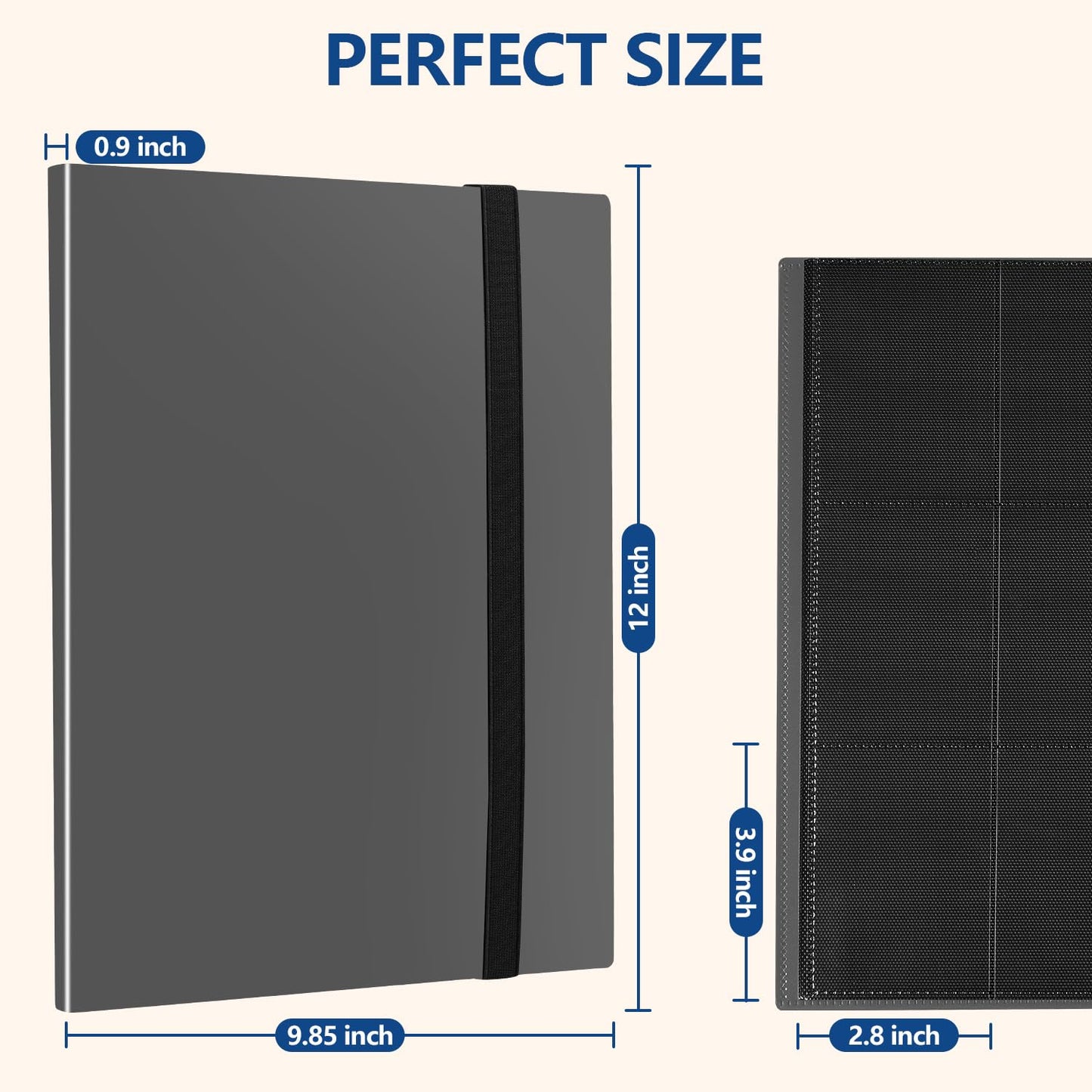 EDUDIIU 9-Pocket Trading Card Binder – Premium Side-Loading Album, 360 Card Capacity, Grey
