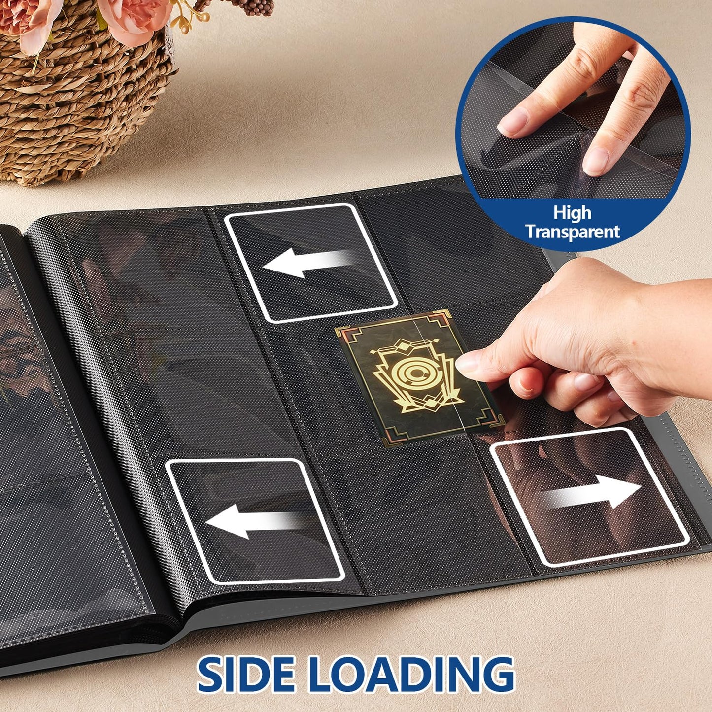 EDUDIIU 9-Pocket Trading Card Binder – Premium Side-Loading Album, 360 Card Capacity, Grey