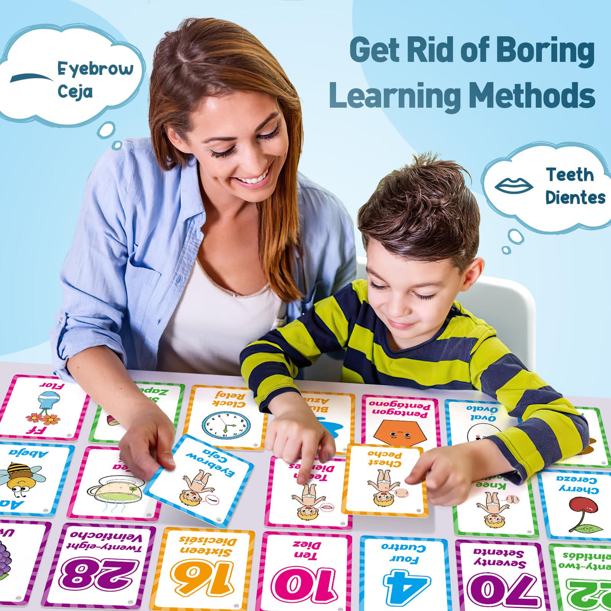 Edulok Bilingual Flash Cards: Spanish to English for Kids – First Words & Toddler Alphabet
