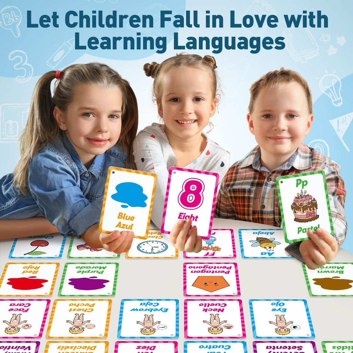 Edulok Bilingual Flash Cards: Spanish to English for Kids – First Words & Toddler Alphabet