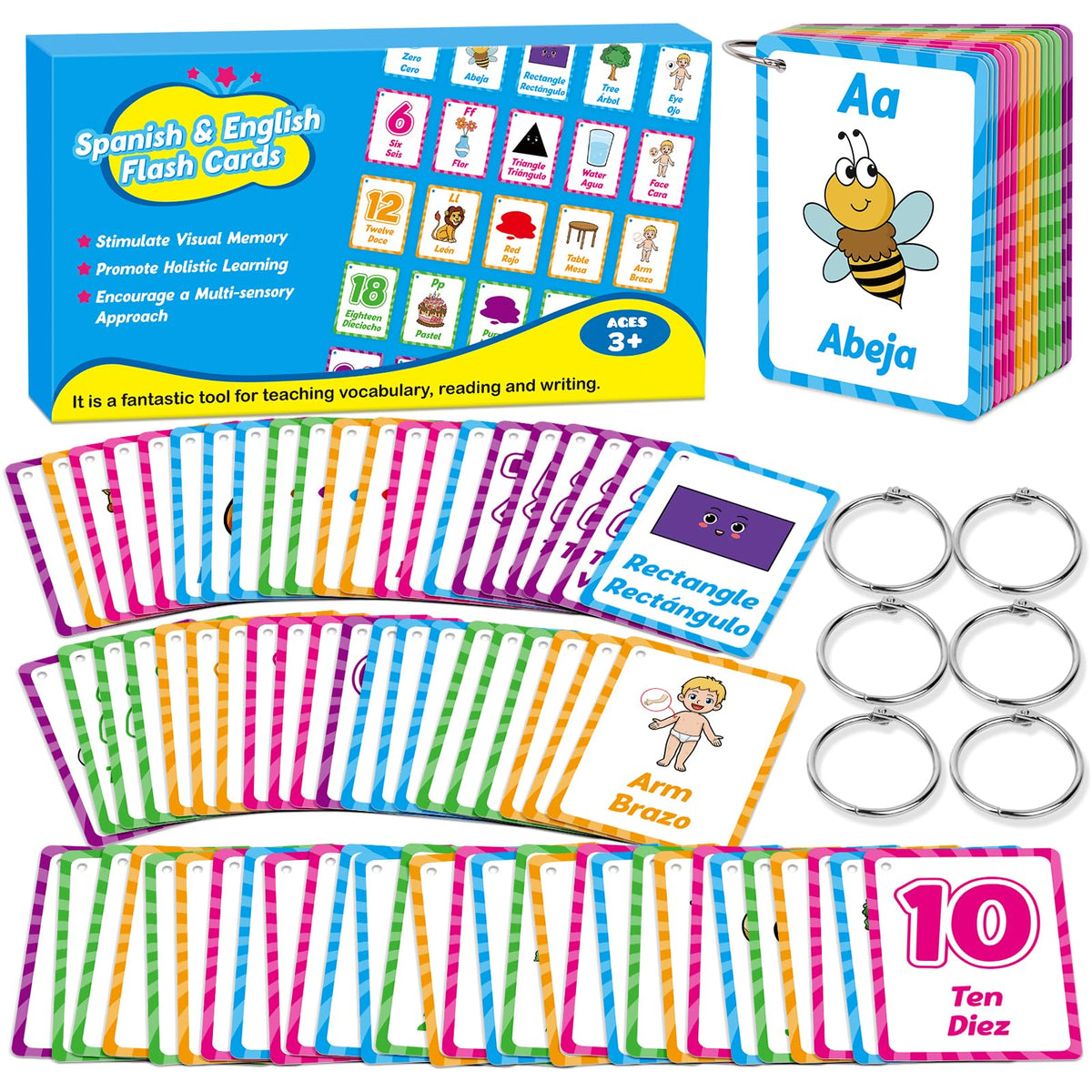 Edulok Bilingual Flash Cards: Spanish to English for Kids – First Words & Toddler Alphabet