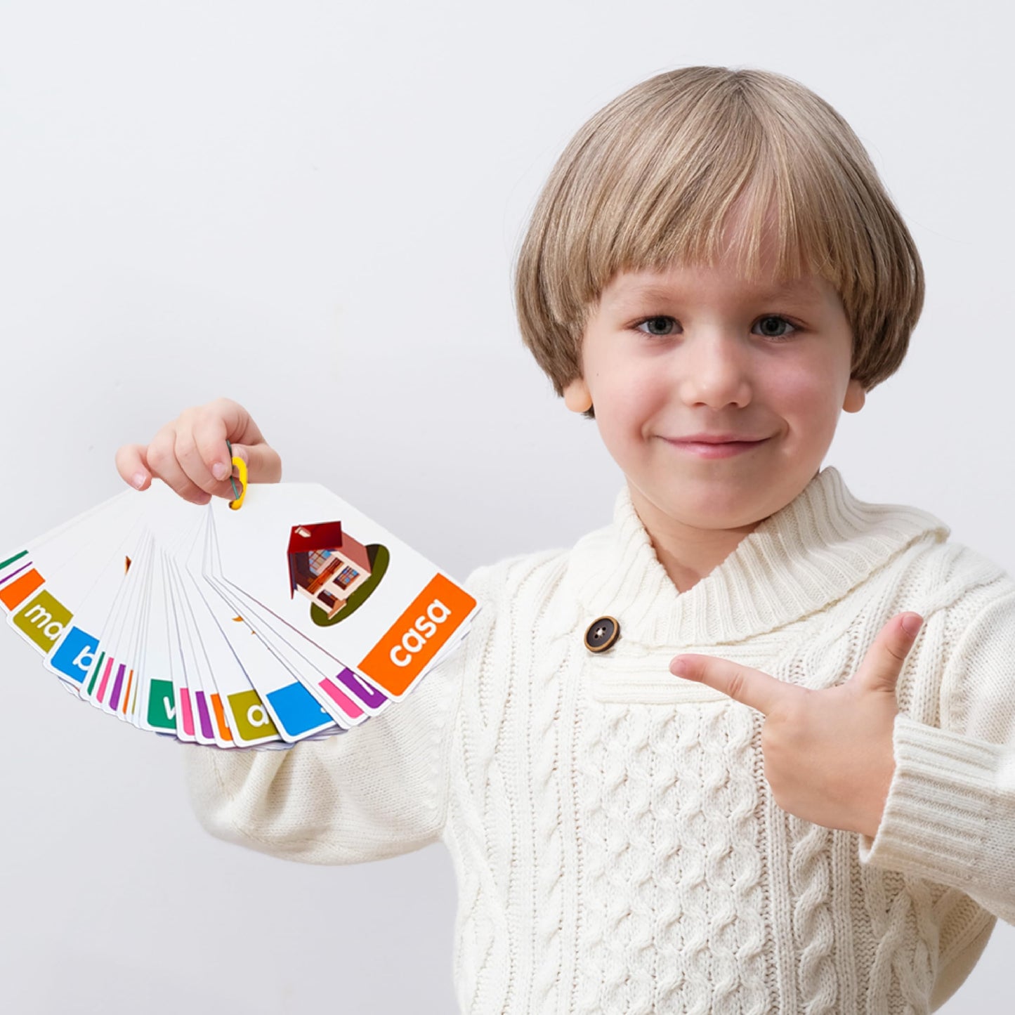 EDUMAETRIX Bilingual Spanish–English Flash Cards for Kids – 84 Card Gift Pack (Alphabet, Colors, Numbers, Shapes, First Words)