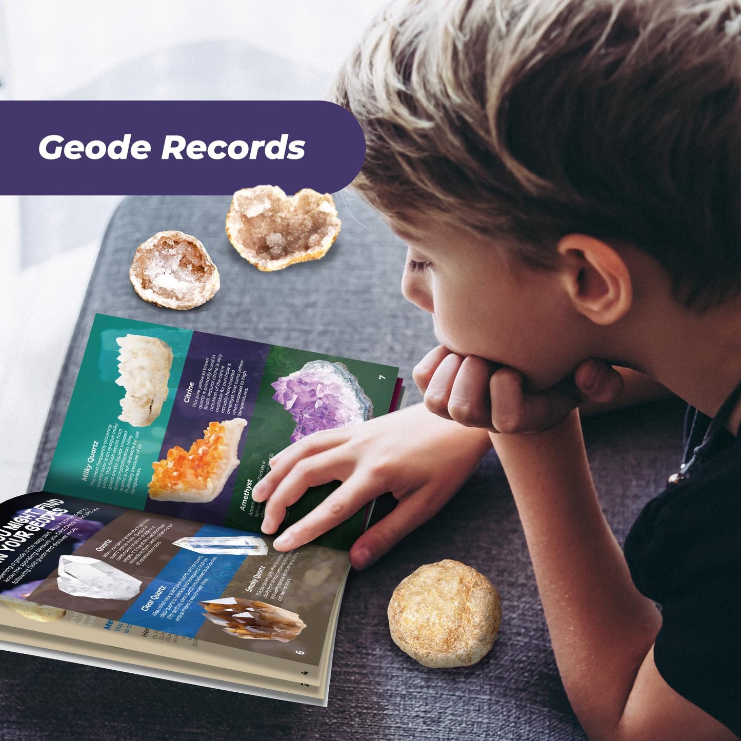 EDUMAN Geodes with Crystals Break Open – 10-Piece Premium Geode Kit