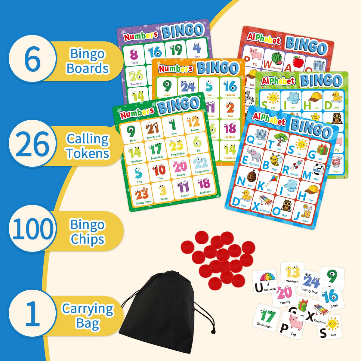 Edumix Alphabet Bingo Game: Double-Sided Learning for ABC & 123