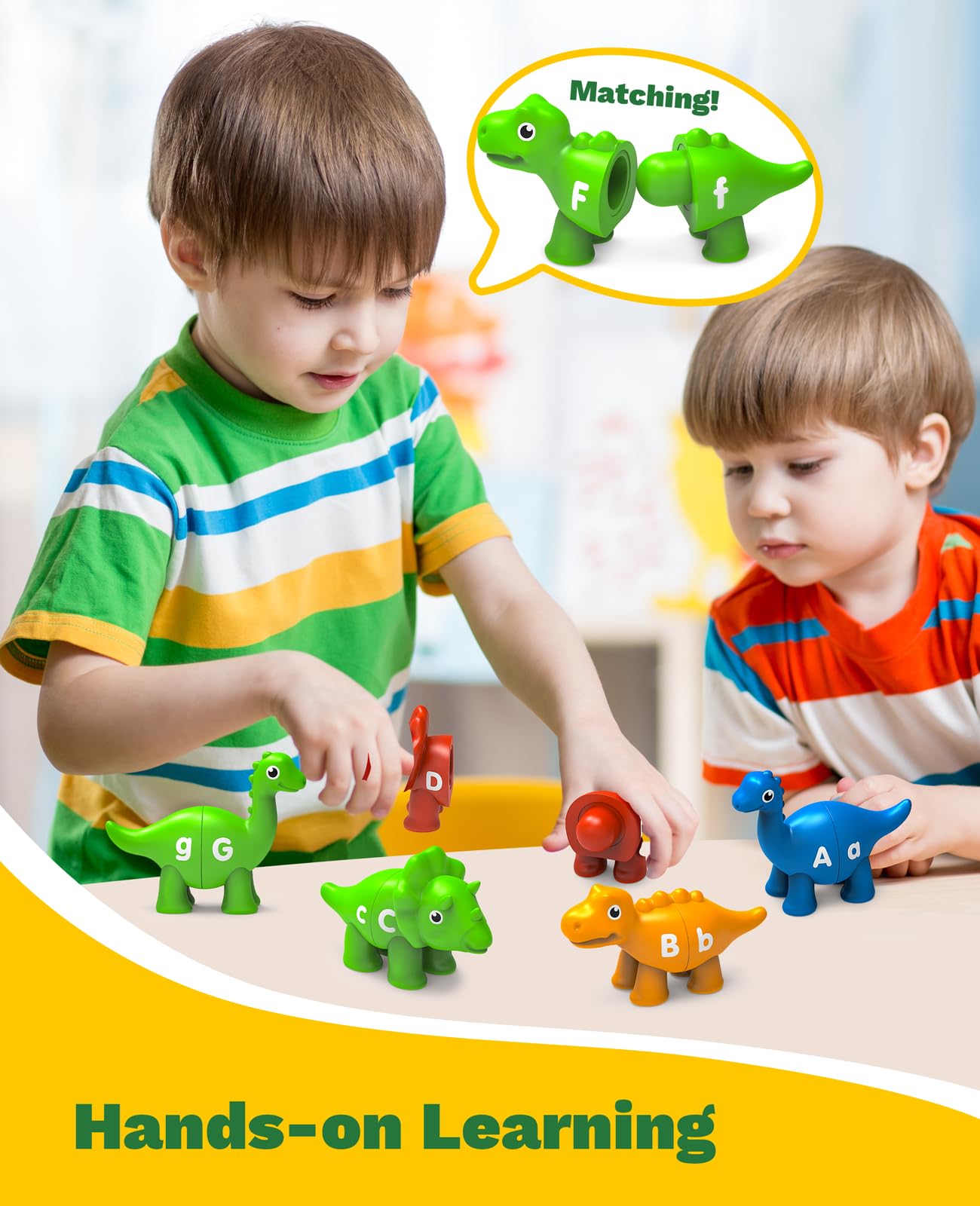 Edumoteso 26PCS Dinosaur Alphabet Learning Toys – Montessori ABC Matching for 18M+ | Fine Motor & Letter Recognition