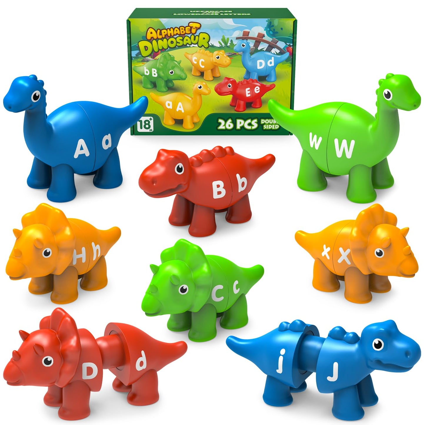 Edumoteso 26PCS Dinosaur Alphabet Learning Toys – Montessori ABC Matching for 18M+ | Fine Motor & Letter Recognition