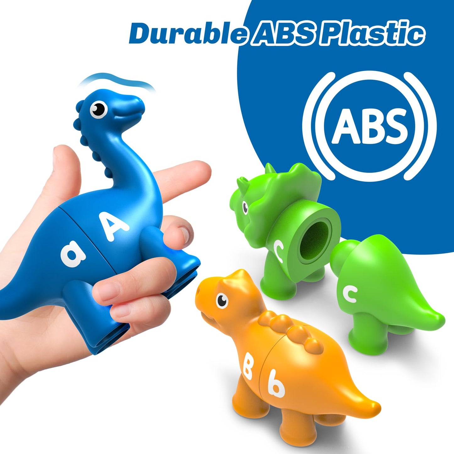 Edumoteso 26PCS Dinosaur Alphabet Learning Toys for Kids 3-5 – Uppercase/Lowercase ABC Match
