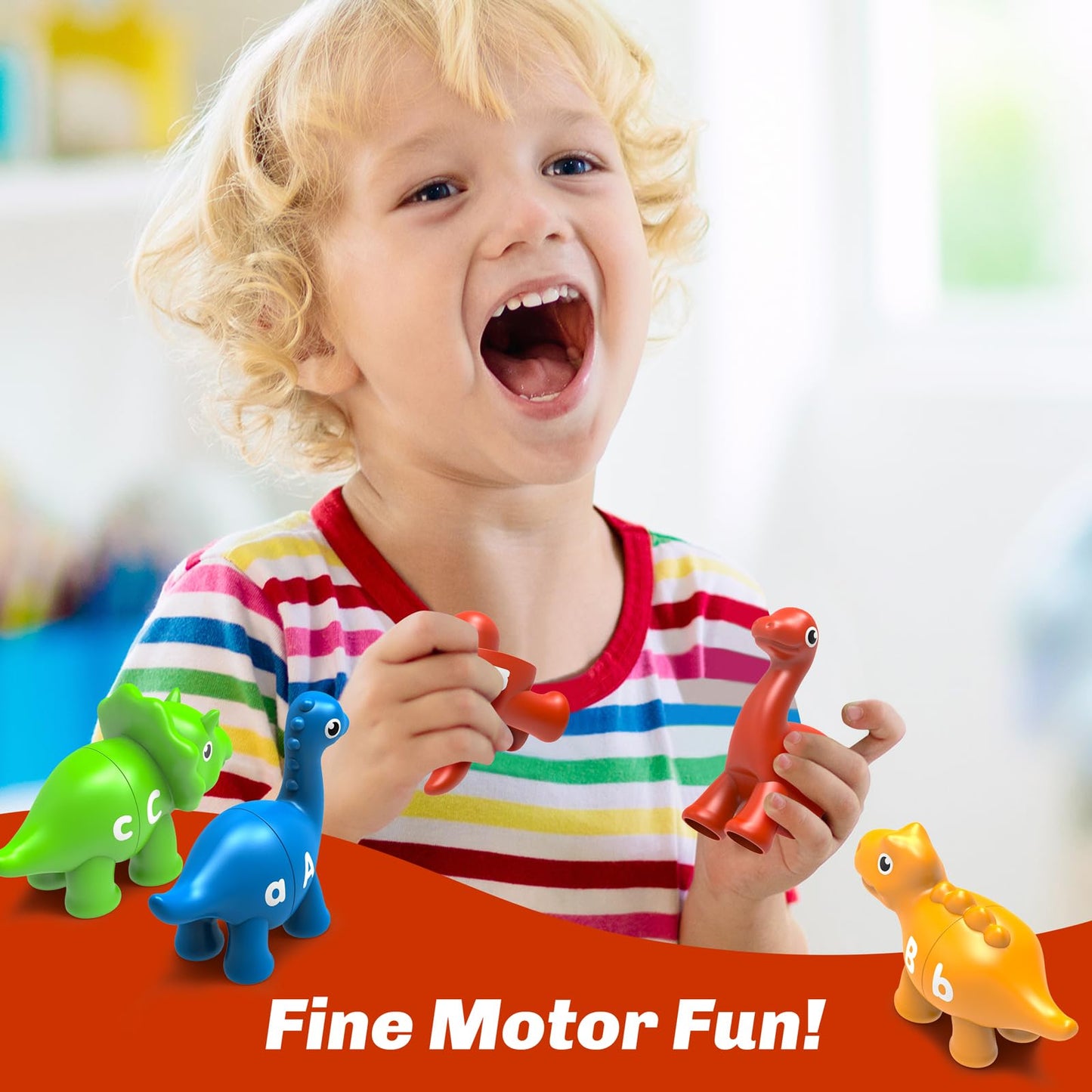 Edumoteso 26PCS Dinosaur Alphabet Learning Toys for Kids 3-5 – Uppercase/Lowercase ABC Match