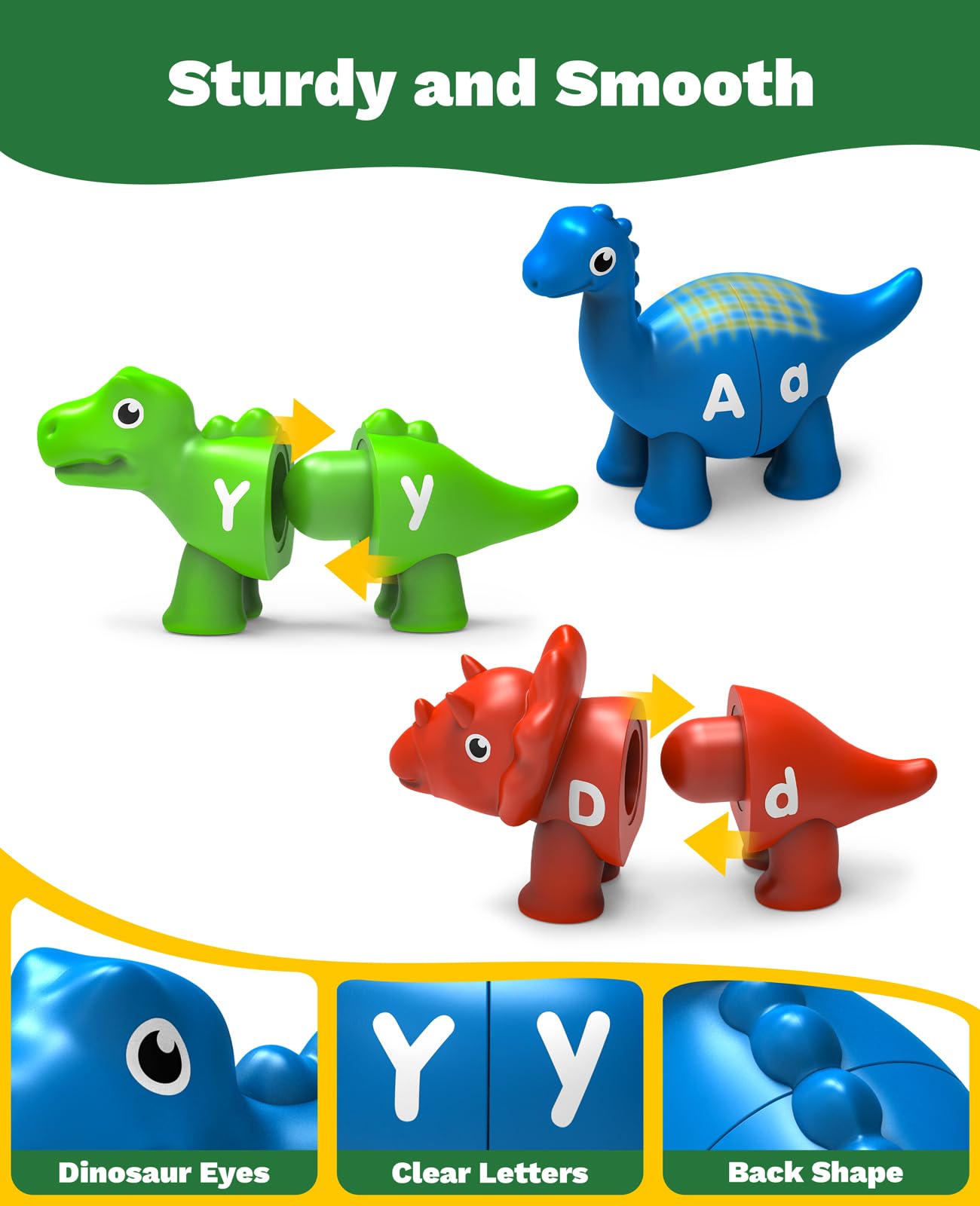 Edumoteso 26PCS Dinosaur Alphabet Learning Toys – Montessori ABC Matching for 18M+ | Fine Motor & Letter Recognition