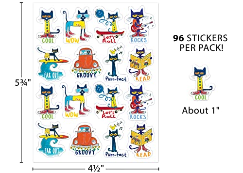 Edupress Pete the Cat Stickers EP63935 – 96-Count, Acid-Free Classroom Rewards & Decor