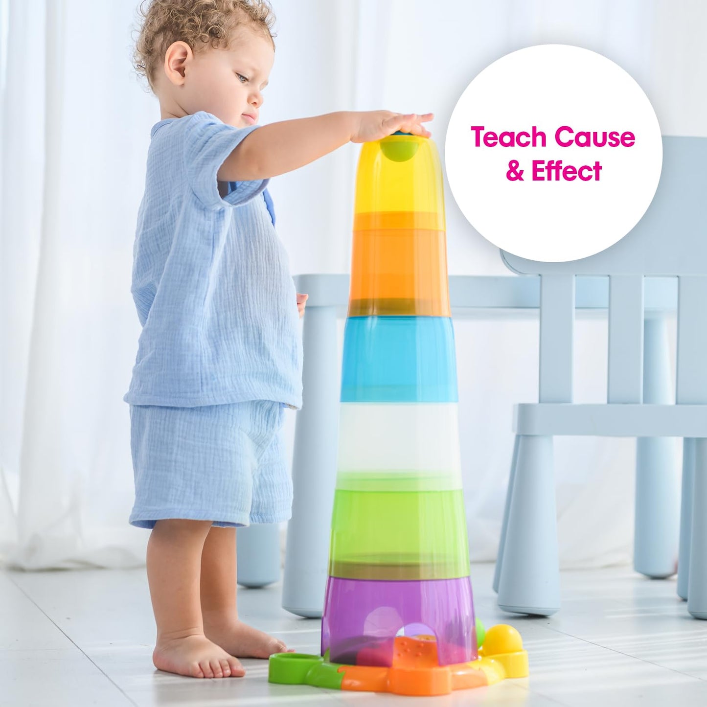 Edushape Stack & Drop Tower Multi – Colorful Learning Toy for Toddlers