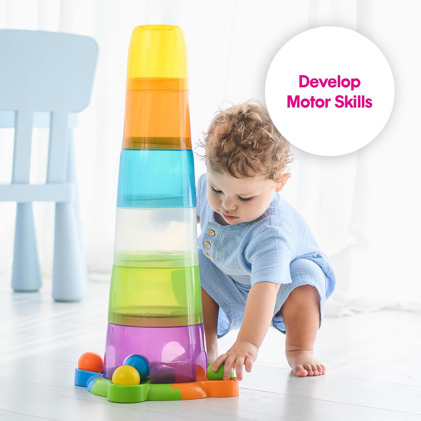 Edushape Stack & Drop Tower Multi – Colorful Learning Toy for Toddlers