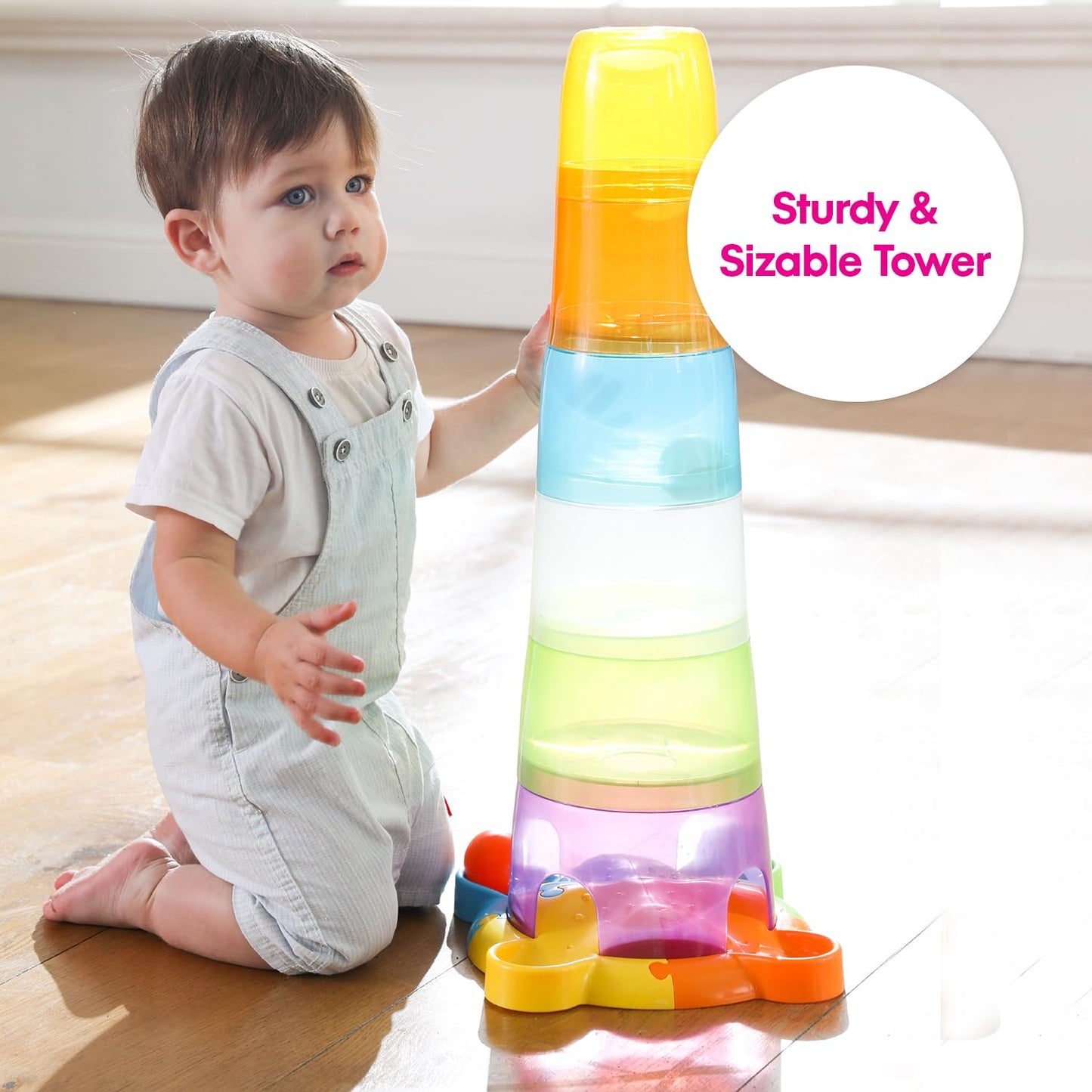 Edushape Stack & Drop Tower Multi – Colorful Learning Toy for Toddlers