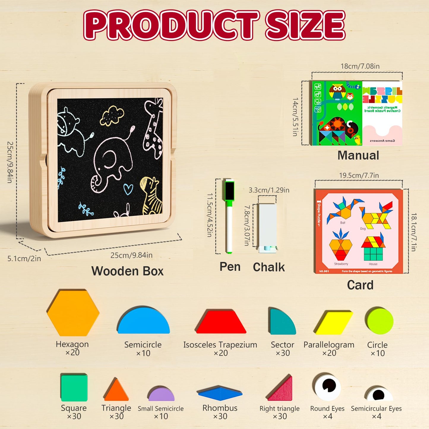 edutree Wooden Magnetic Pattern Block Set – 248 Pcs Montessori STEM Toy for Toddlers 4-8
