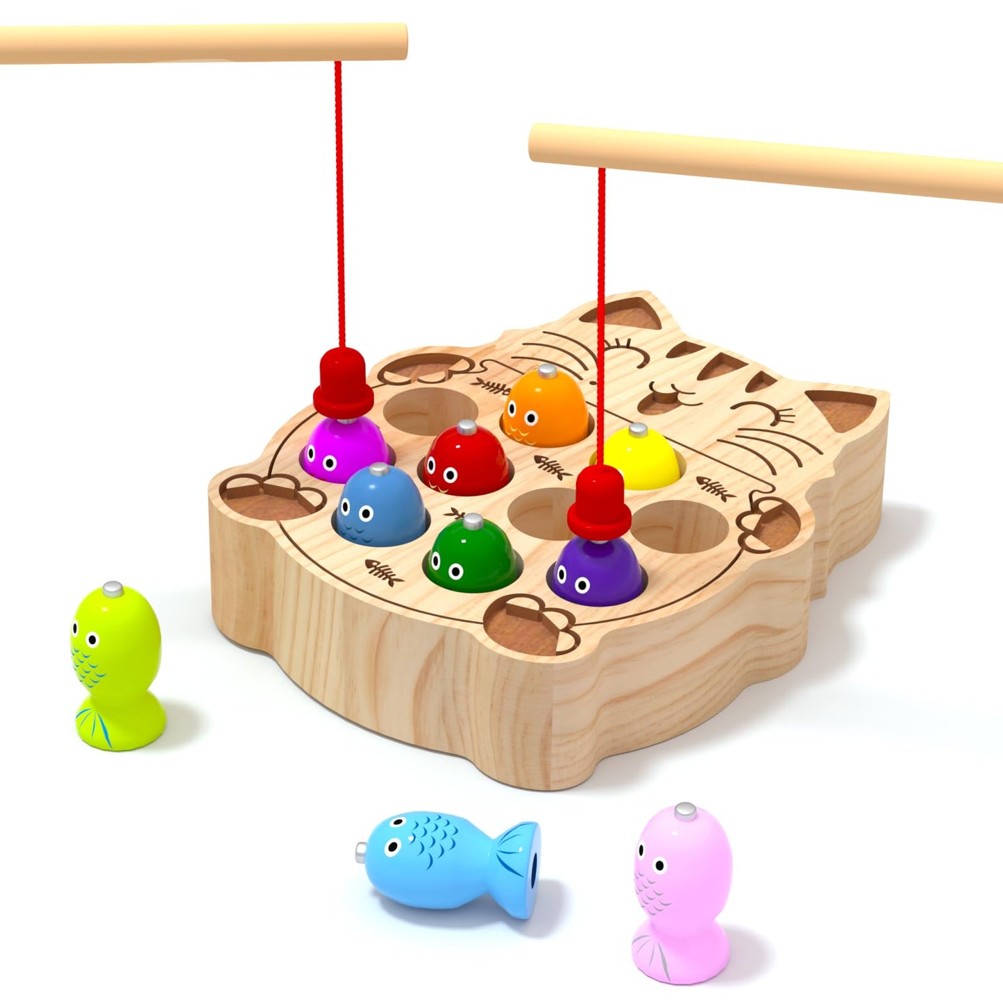 edutree Wooden Magnetic Fishing Game for Toddlers 2-4 | Montessori Sensory Busy Board & Fine Motor Toy