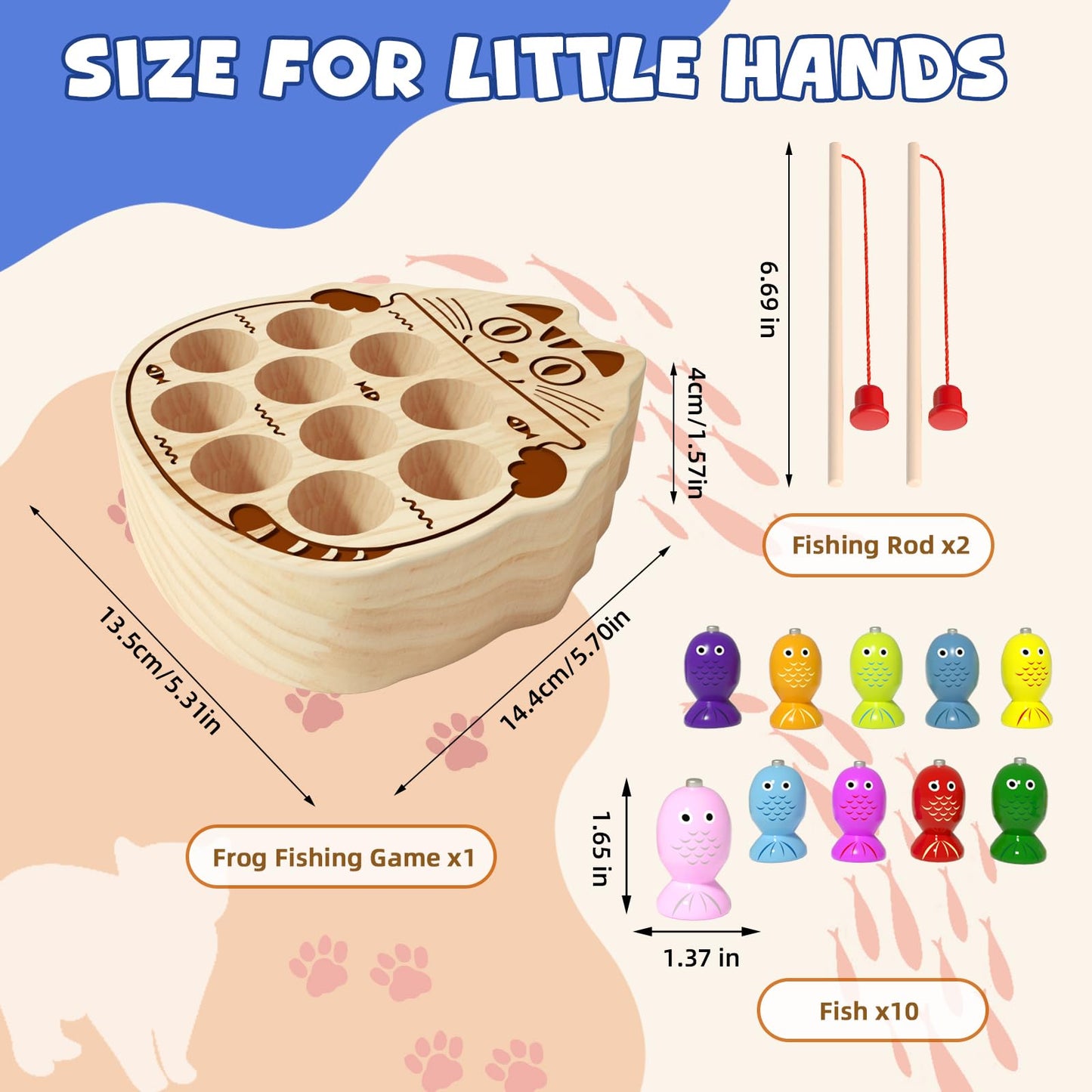 edutree Magnetic Fishing Game for Toddlers 1-3 - Montessori Fine Motor Toy