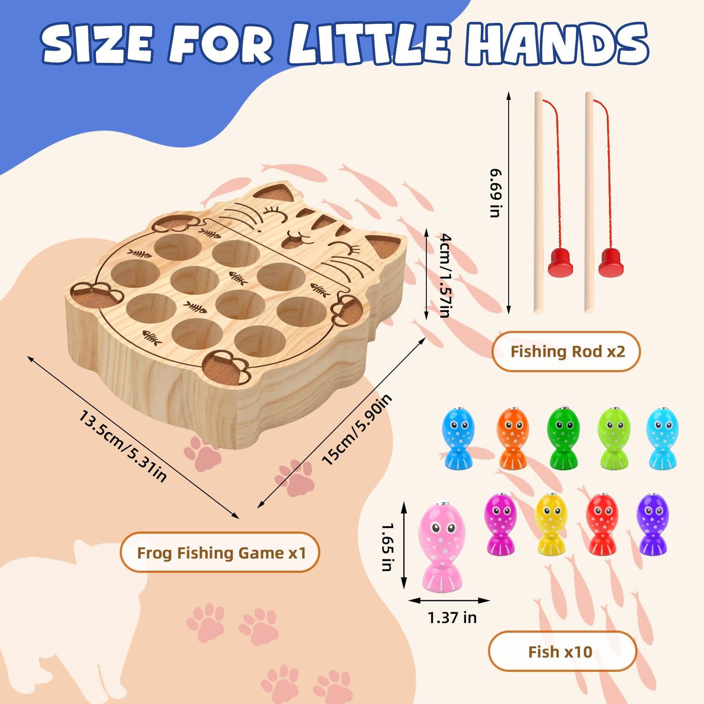 edutree Wooden Magnetic Fishing Game for Toddlers 2-4 | Montessori Sensory Busy Board & Fine Motor Toy