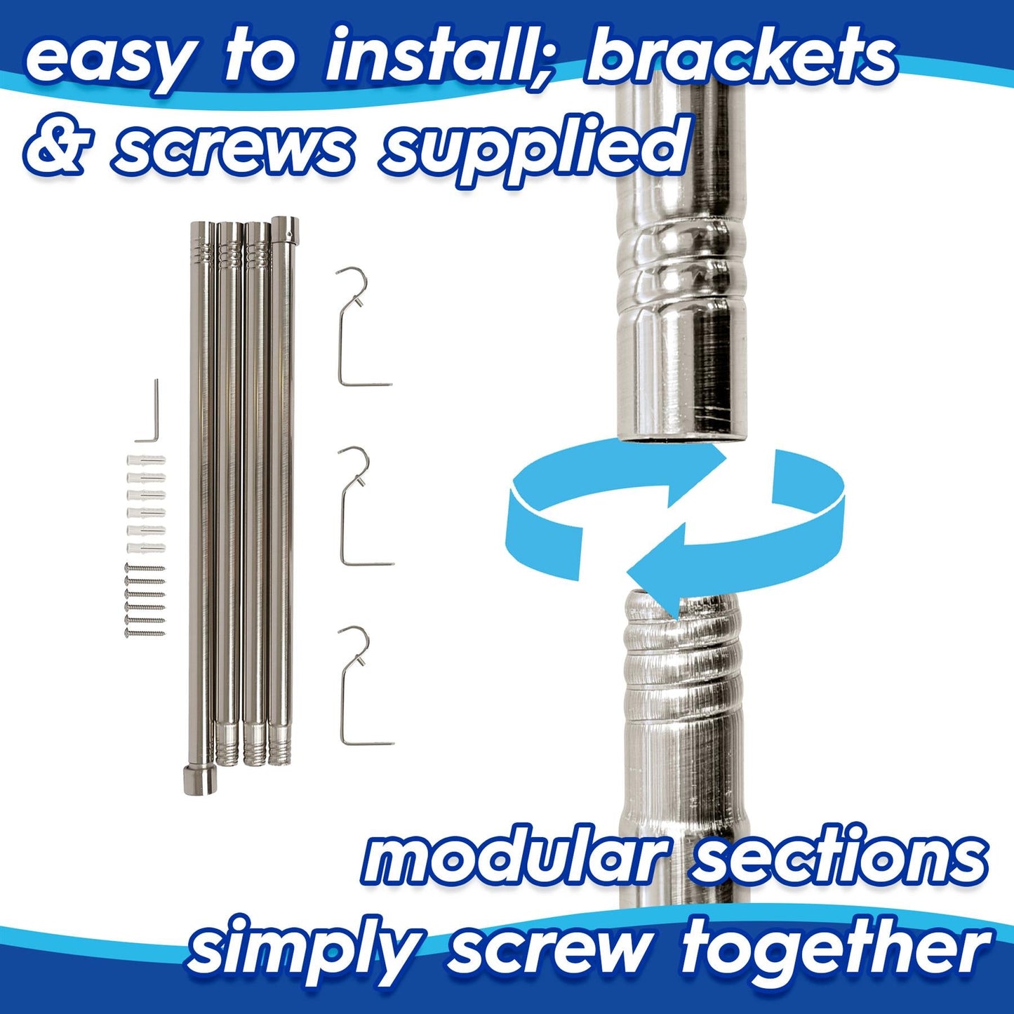 Extendable Metal Curtain Pole Kit - 77 to 150cm