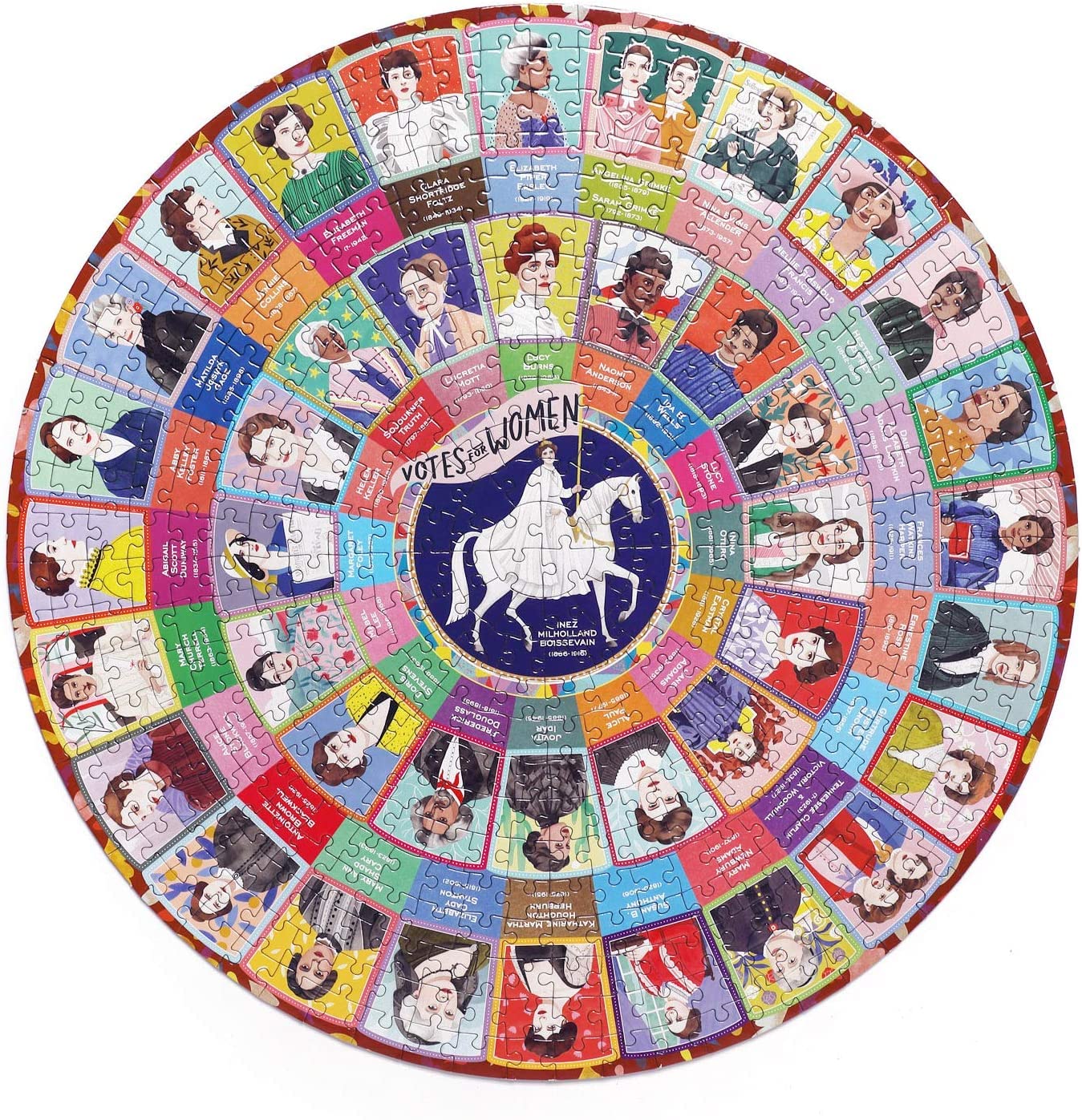 eeBoo 500-Piece Votes for Women Round Puzzle — 23-Inch Circle, Recycled Materials