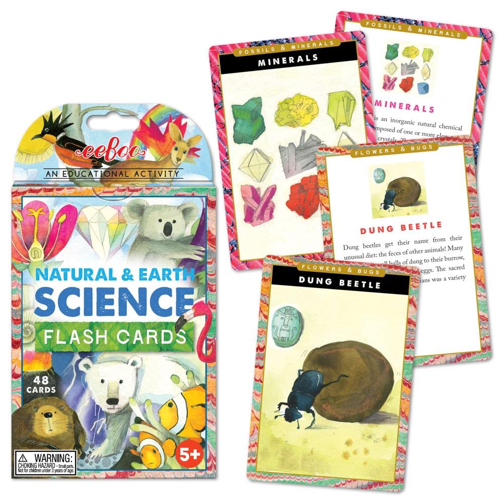 eeBoo Natural and Earth Science Flash Cards | 48-Card Set for Ages 5+