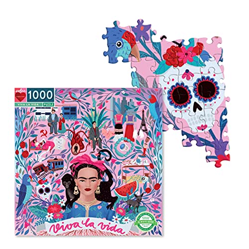 eeBoo Piece and Love Viva la Vida Frida Kahlo 1000 Piece Puzzle | Glossy, Sturdy Pieces