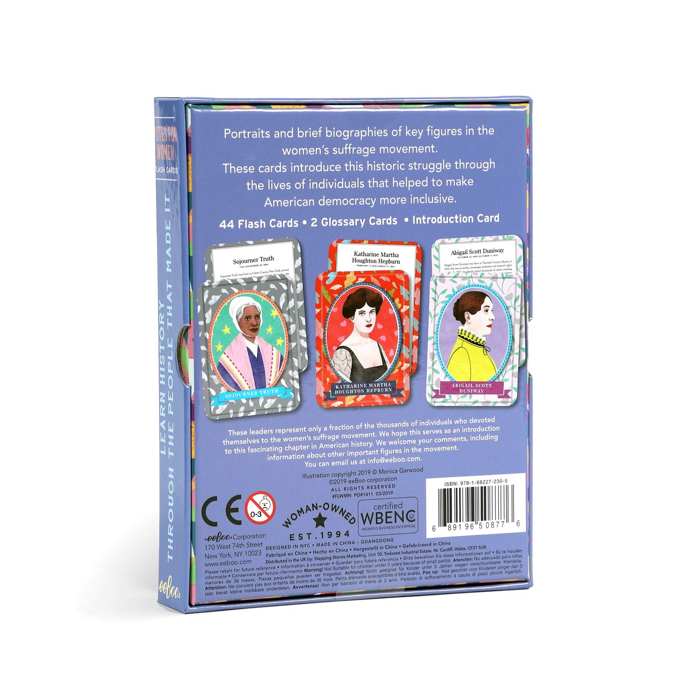 eeBoo Votes for Women Flash Cards – Suffrage Leaders, 45 Cards, 4.5 x 6 in, Ages 10+