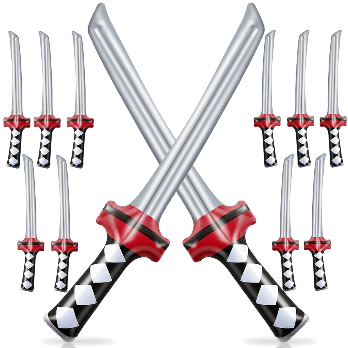 Eerrhhaq 12 Pcs Inflatable Ninja Samurai Swords — 28.7-Inch Party Favors & Cosplay Props